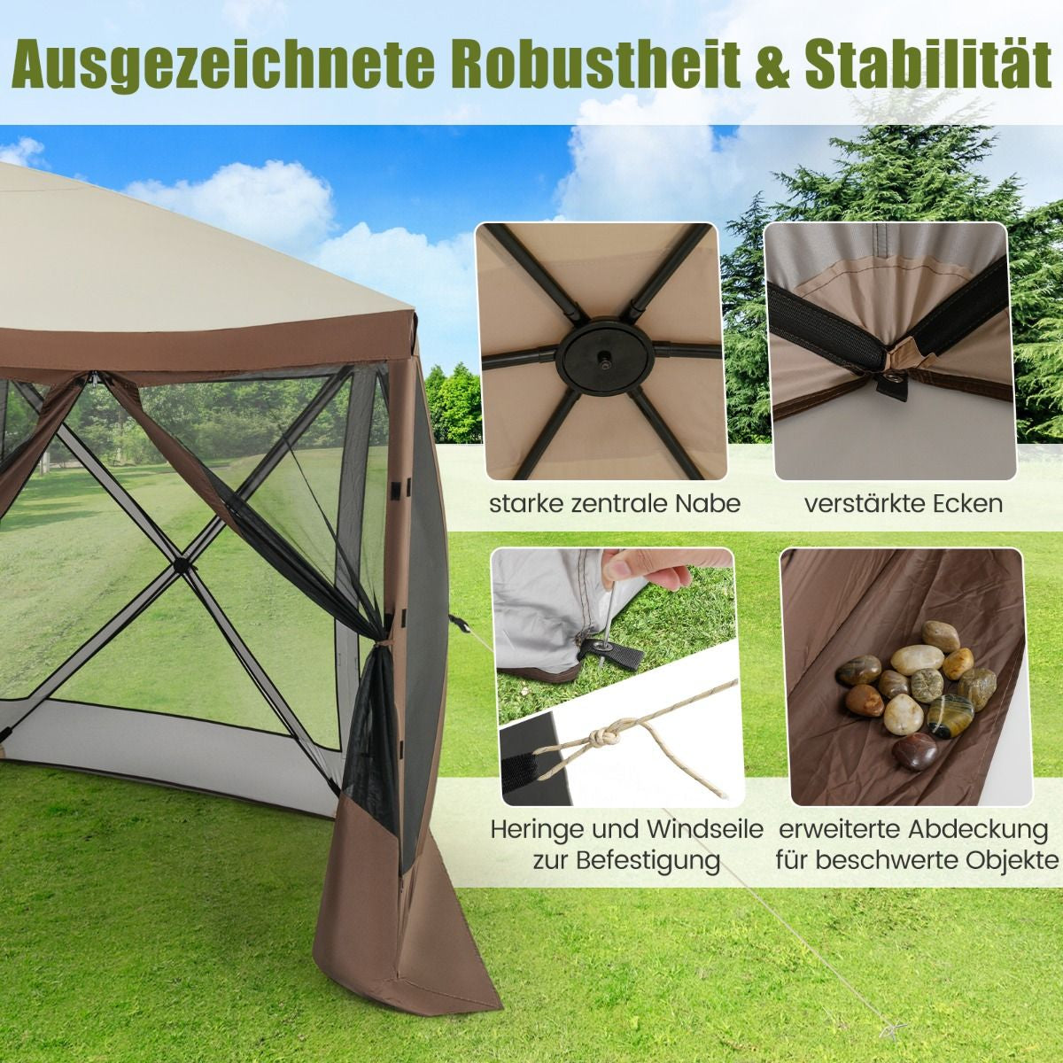 350 X 350 Cm Pop-Up Pavillon Mit Tragetasche & Netzwänden Partyzelt Faltpavillon Gartenpavillon