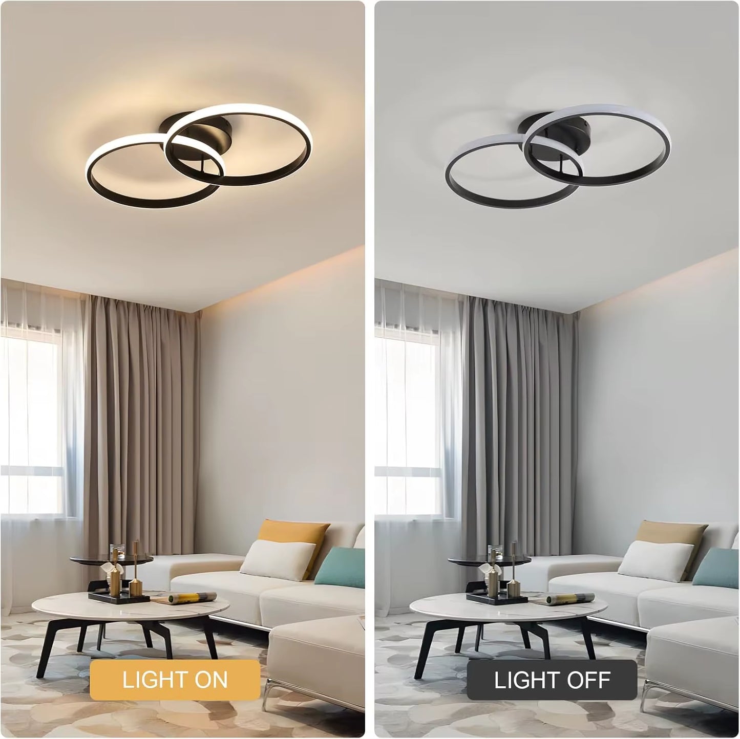 LED Ceiling Light 42W 4000Lm,Double Ring LED Ceiling Light,4500K,Modern LED Ceiling Light,Ceiling Lamp for Living Room