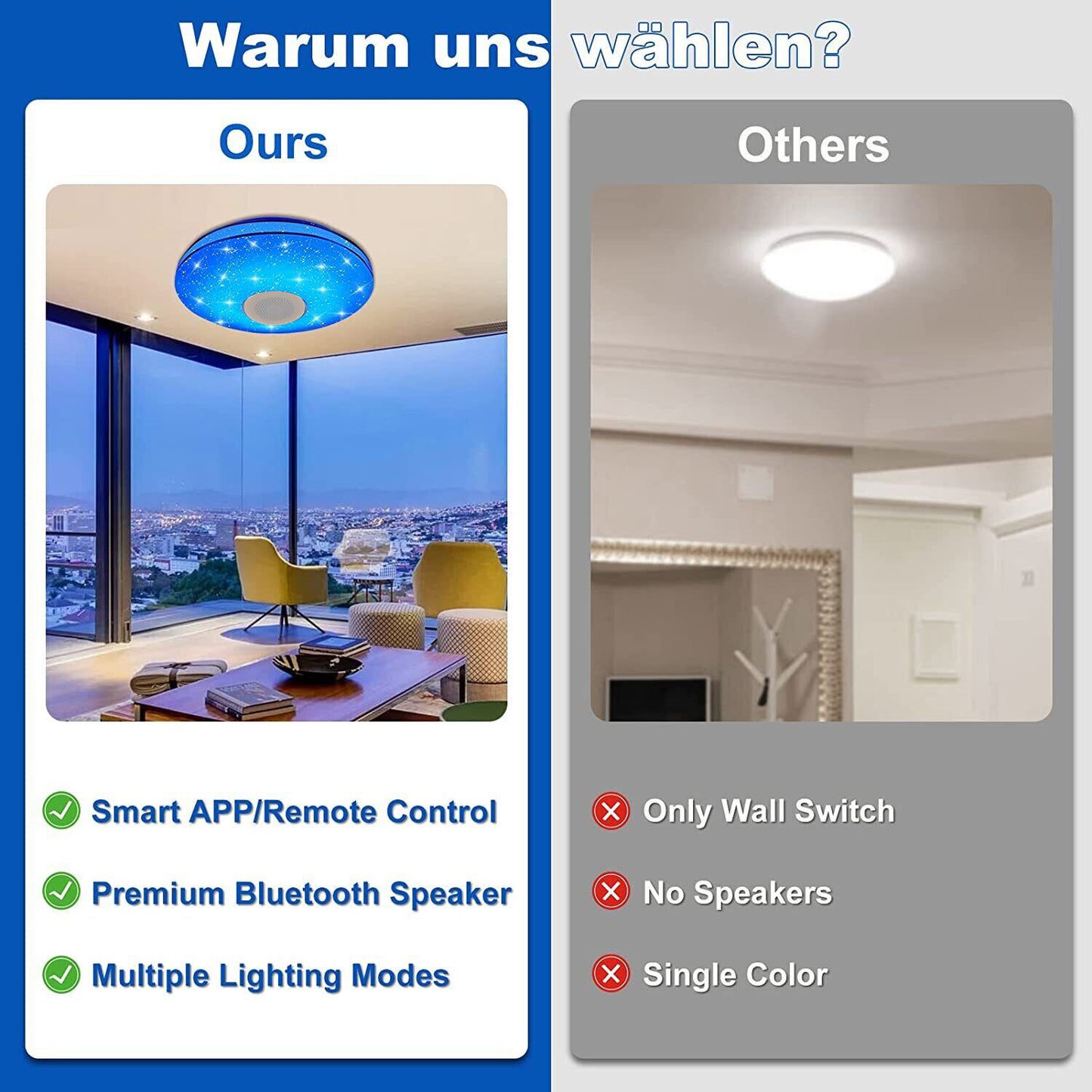 48W Mit Fernbedienung LED Deckenleuchte Dimmbar Deckenlampe Wohnzimmer Badlampe