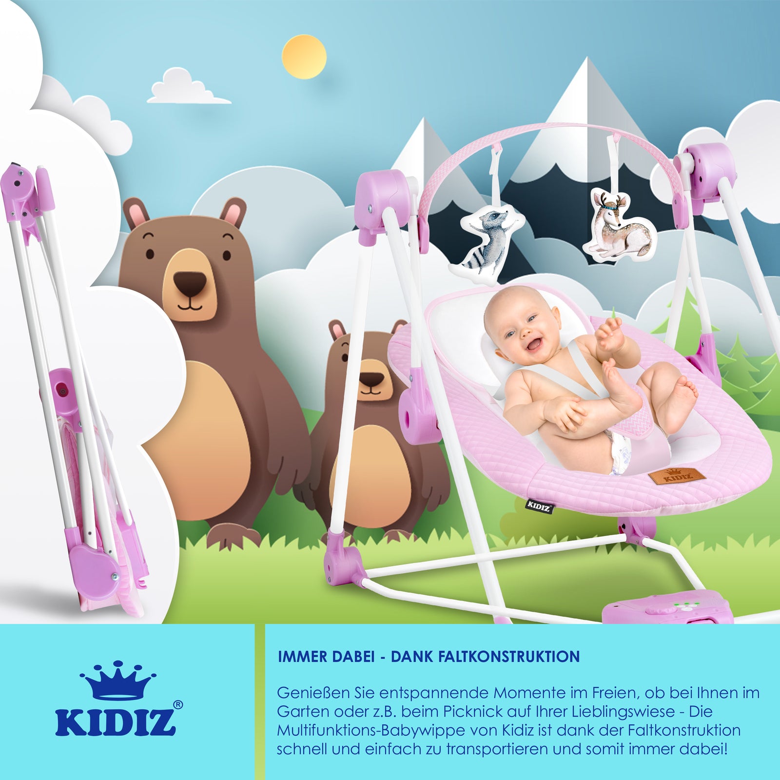 KIDIZ® Babywippe Schaukelwippe Babyschaukel Spielbogen Babywiege Liege Wippe