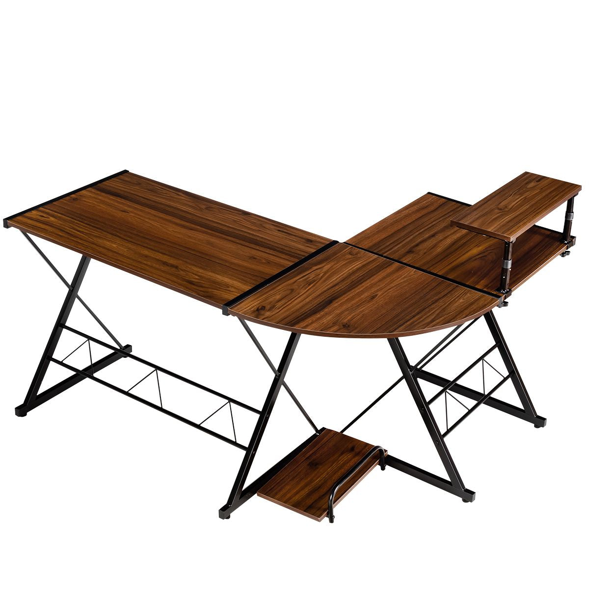 L-Form Computertisch Schreibtisch Bürotisch Ecktisch Winkelschreibtisch Walnuss