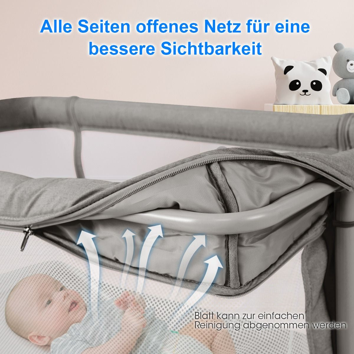 3 in 1 Babybett & Babywiege & Kinderbett Mit Matratze Beistellbett Mit Tragetasche Stubenwagen