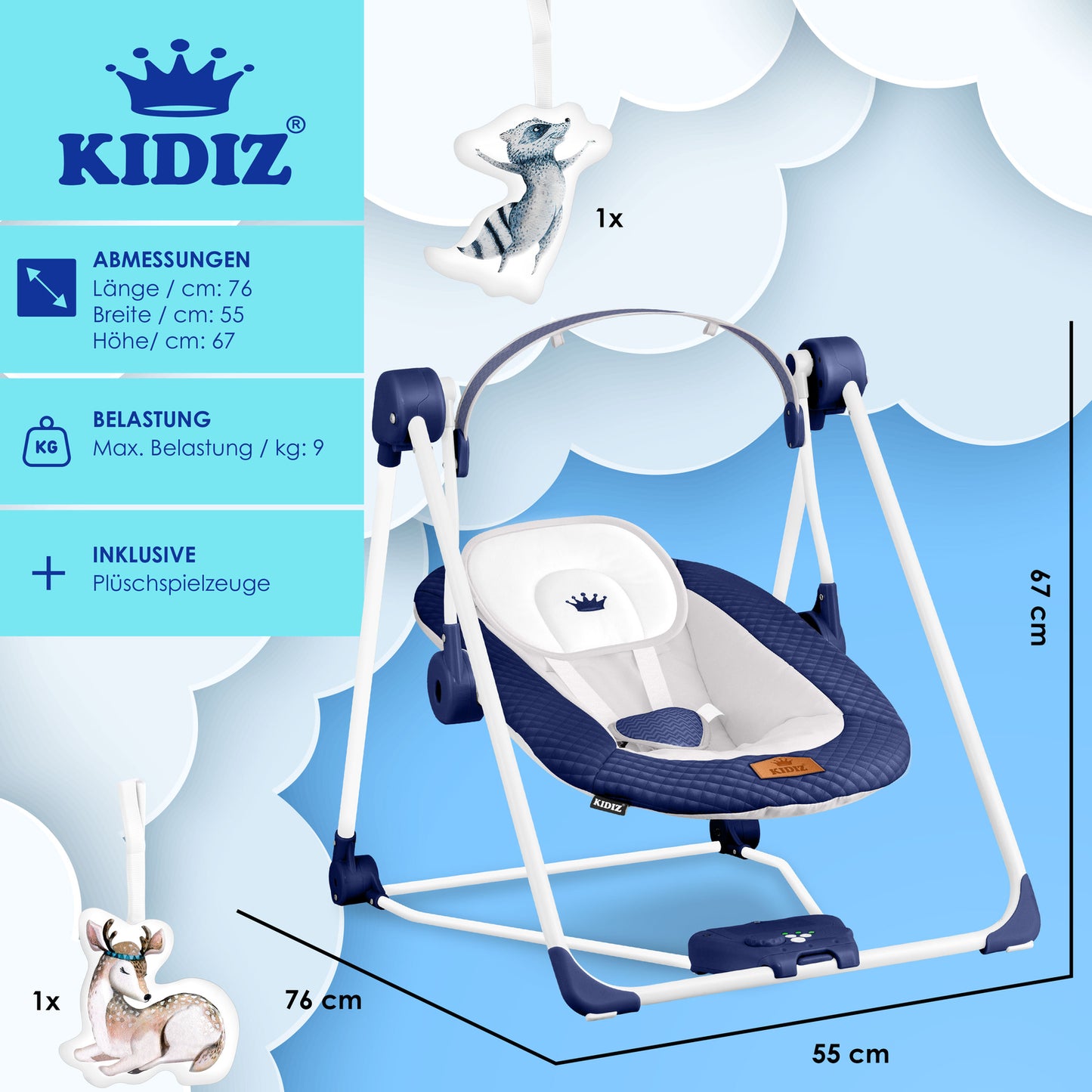 KIDIZ® Babywippe Schaukelwippe Babyschaukel Spielbogen Babywiege Liege Wippe