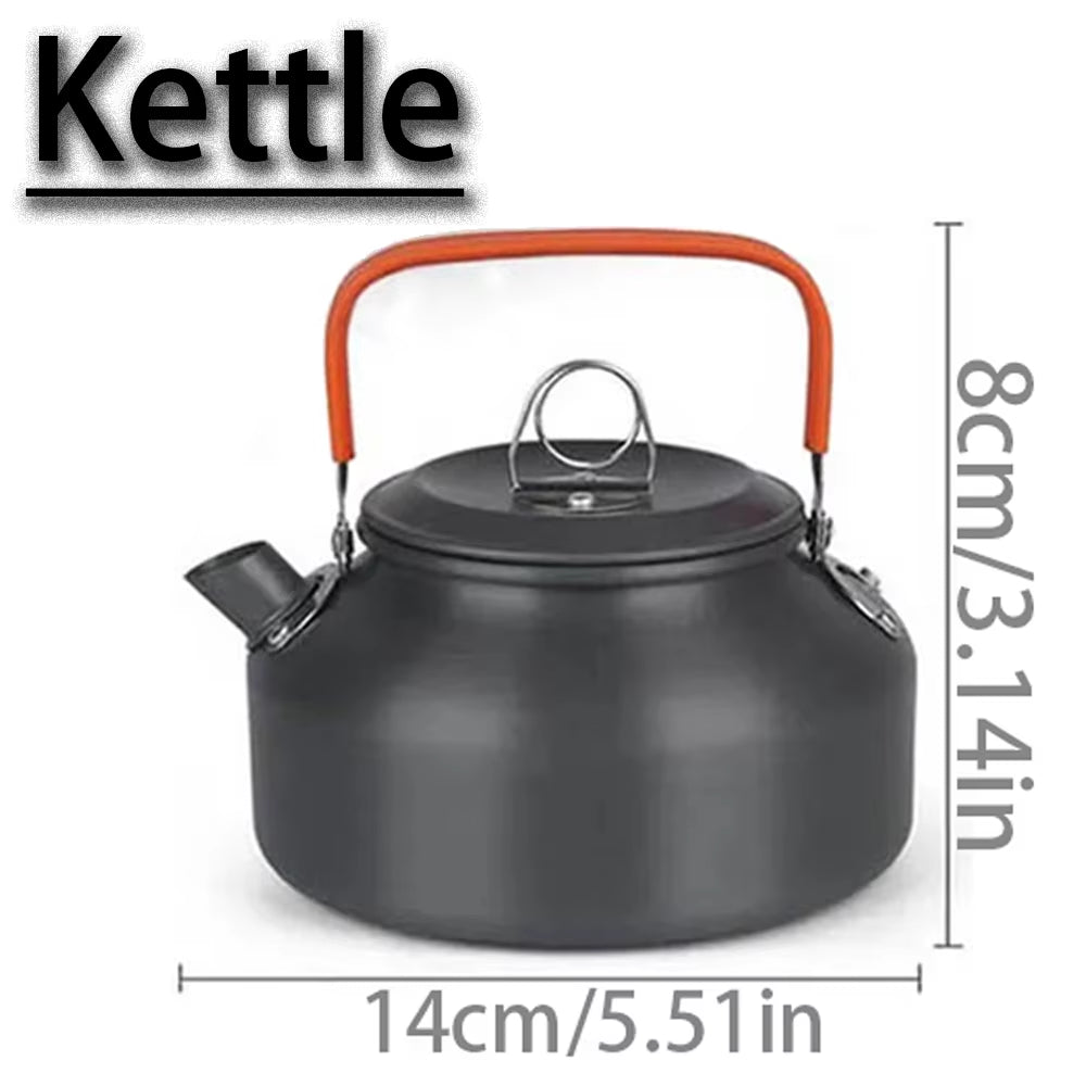 1PCS/1SET Camping Cookware Kit Outdoor Cooking Set Aluminum Pot Equipment Travel Tableware Kitchen for Hiking Picnic BBQ