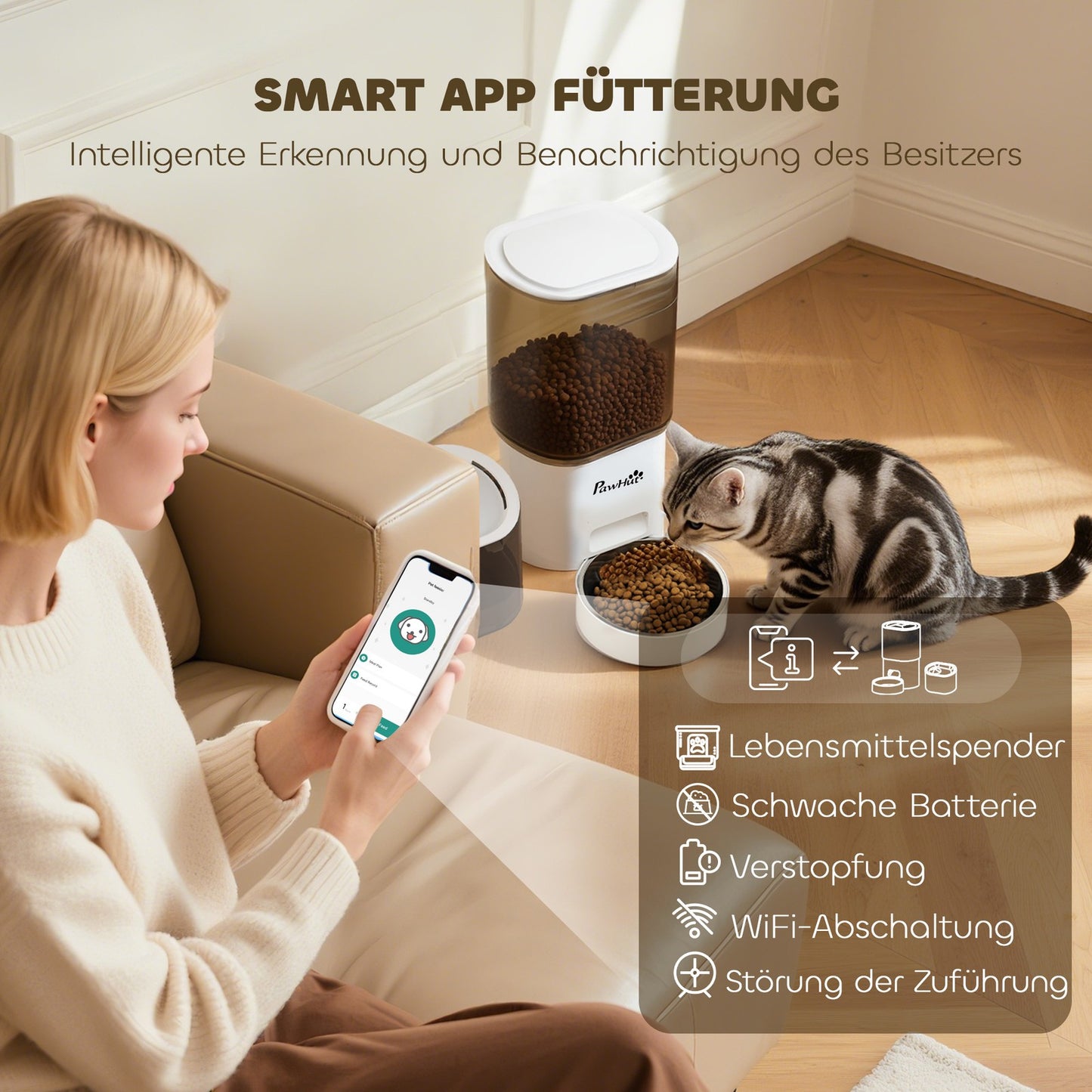Futterautomat Katze Katzenbrunnen Automatischer Futterspender Für Hunde, Katzen