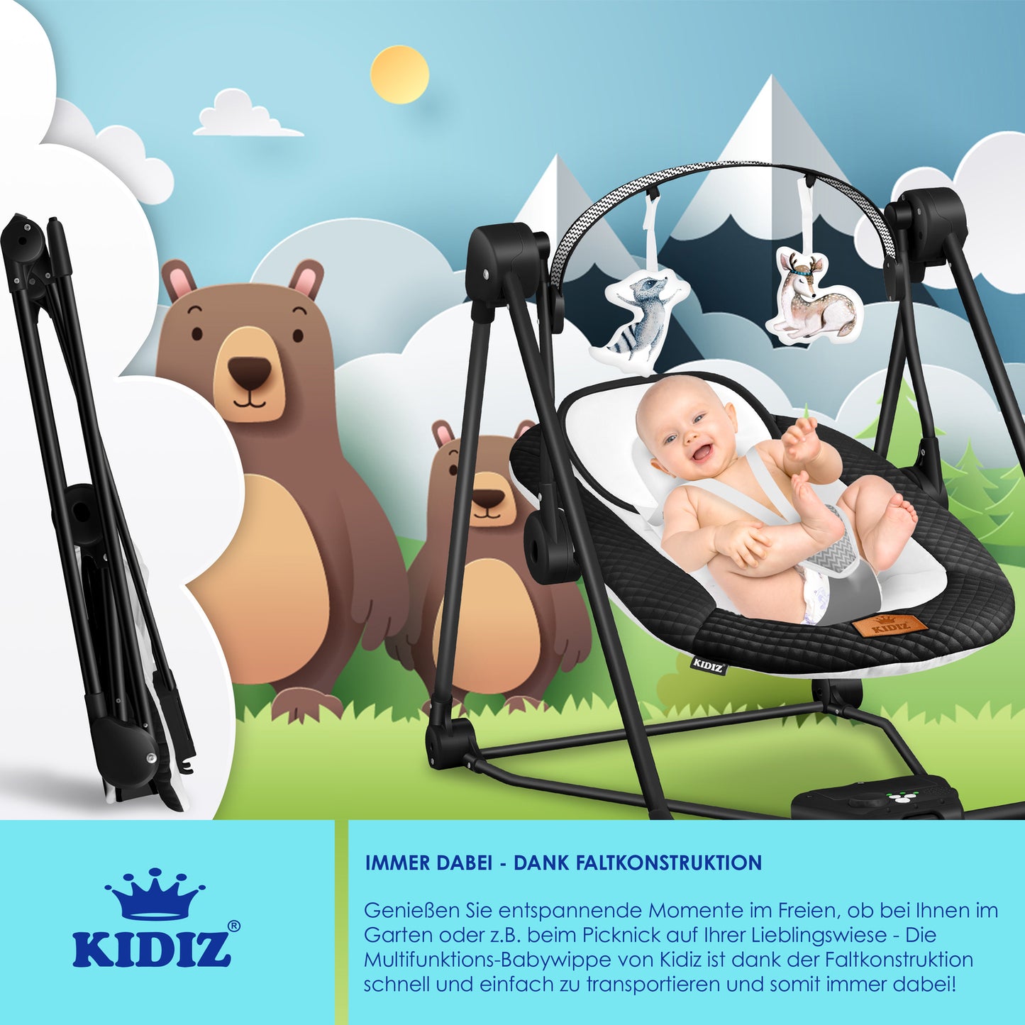 KIDIZ® Babywippe Schaukelwippe Babyschaukel Spielbogen Babywiege Liege Wippe