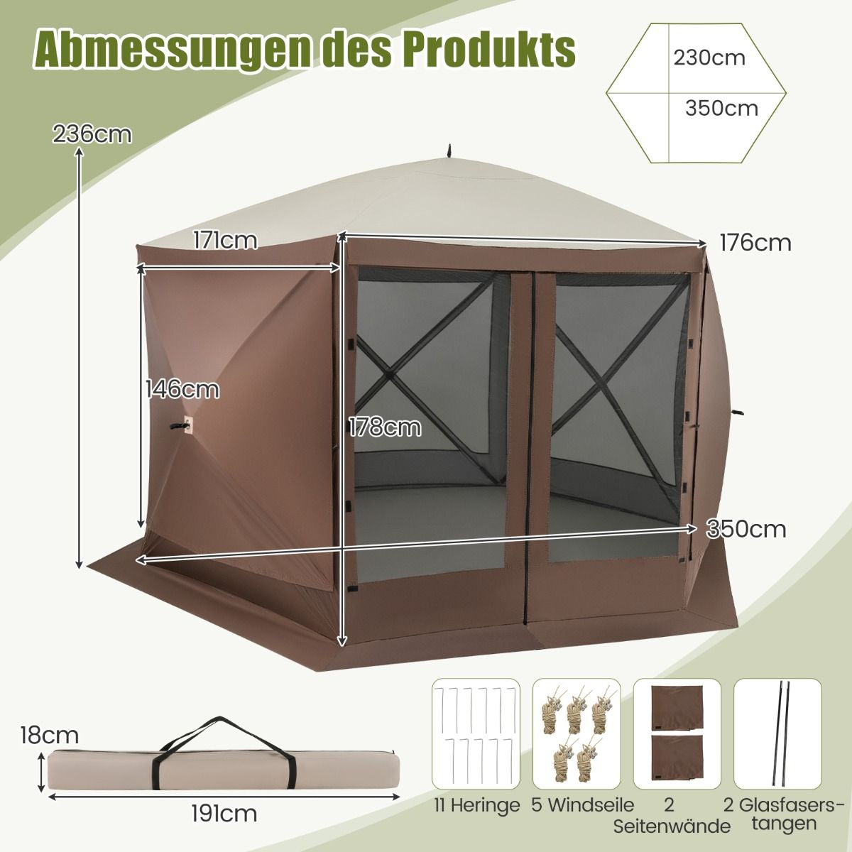 350 X 350 Cm Pop-Up Pavillon Mit Tragetasche & Netzwänden Partyzelt Faltpavillon Gartenpavillon