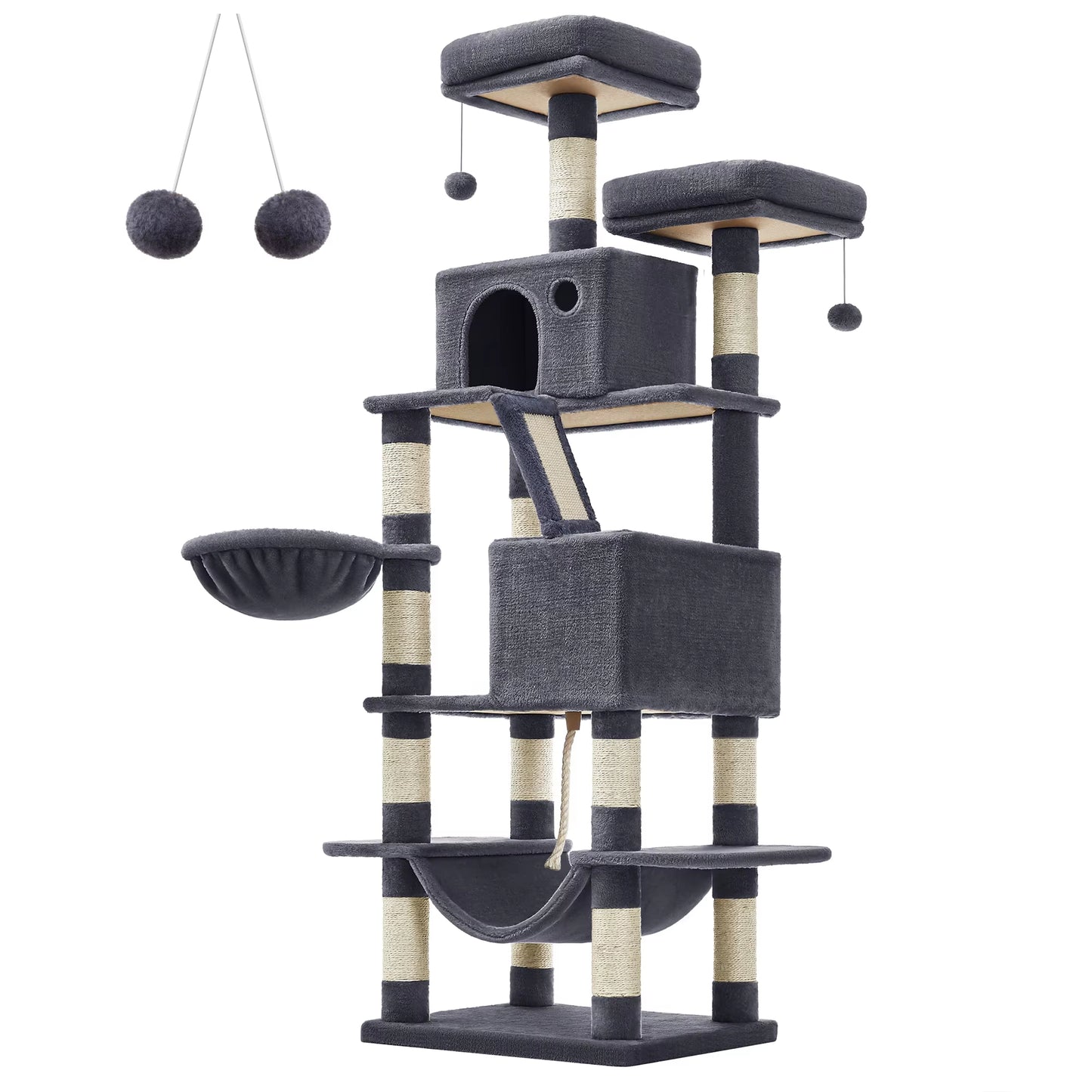 Scratching Post Cat Tree 168Cm Multi-Storey Large Cat Tipping Protection