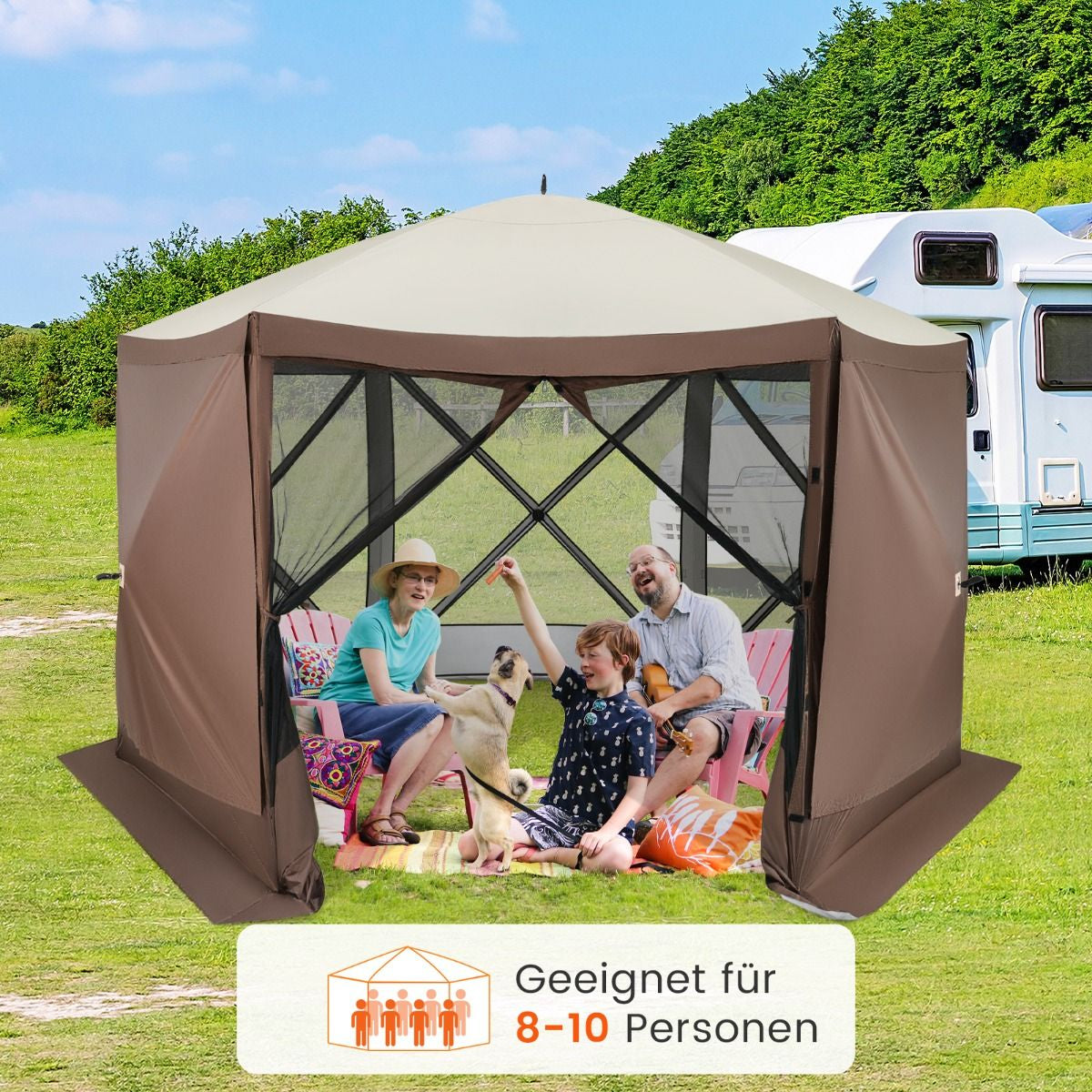 350 X 350 Cm Pop-Up Pavillon Mit Tragetasche & Netzwänden Partyzelt Faltpavillon Gartenpavillon