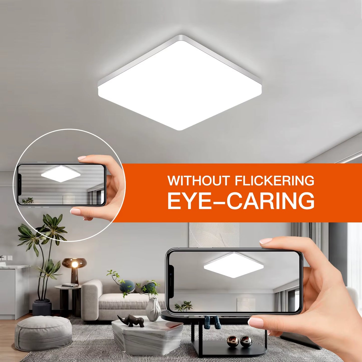 48W Square LED Ceiling Light, 5400LM LED Ceiling Lamp,Ip44 6500K LED Ceiling Light, Ceiling Light Fixture Applicable to Bathroom