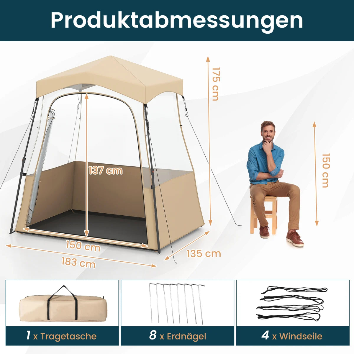 Sportzelt Transparentes Zelt Mit Klarer Sicht & Robustes Gestell & Tragetasche 183 X 135 X 175 Cm