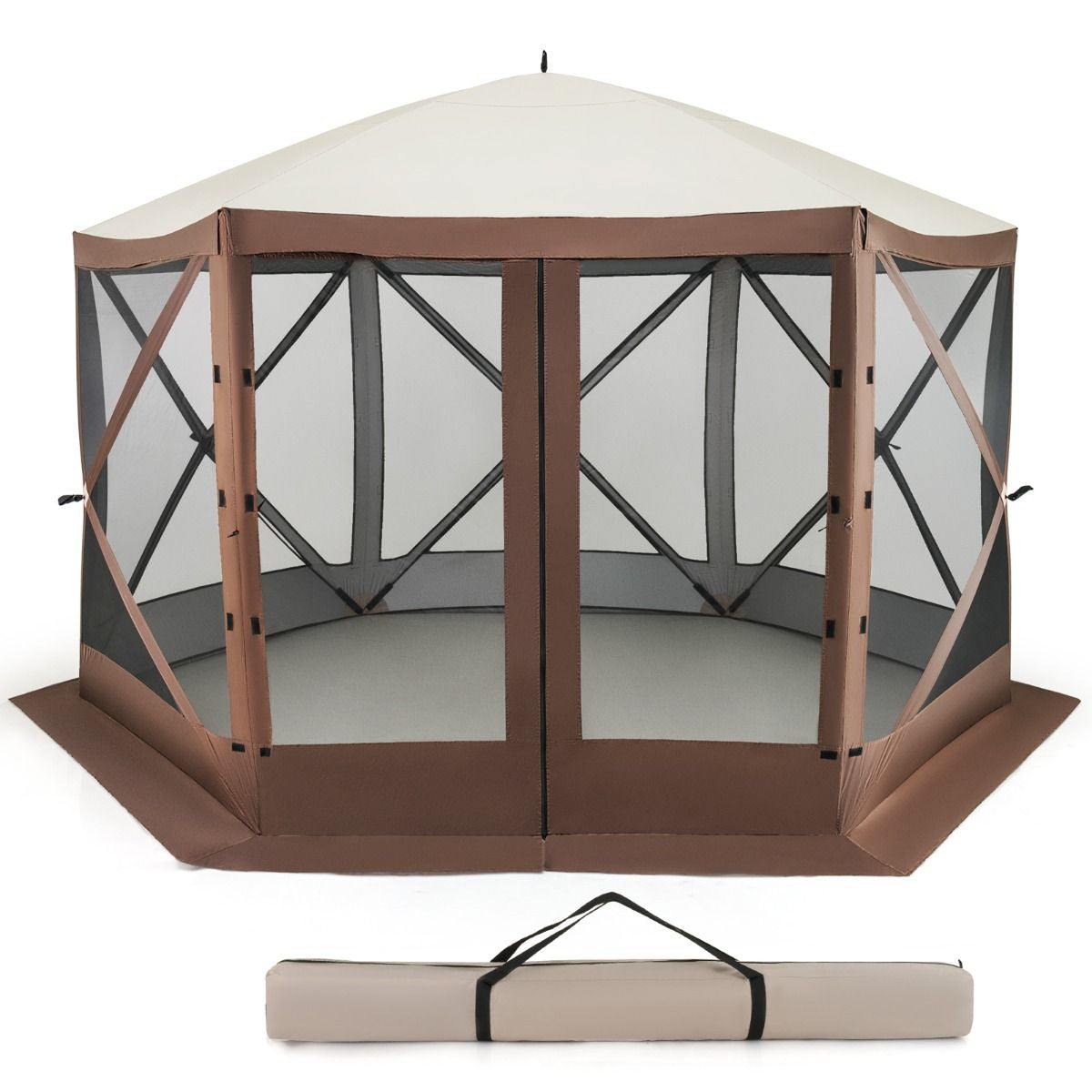 350 X 350 Cm Pop-Up Pavillon Mit Tragetasche & Netzwänden Partyzelt Faltpavillon Gartenpavillon