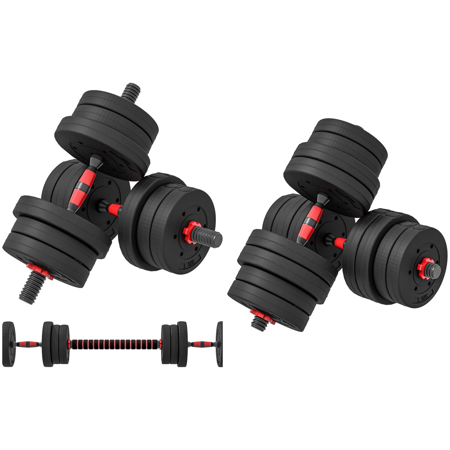 2 in 1 Hanteln Set Verstellbare Kurzhantel & Langhantel Fitness