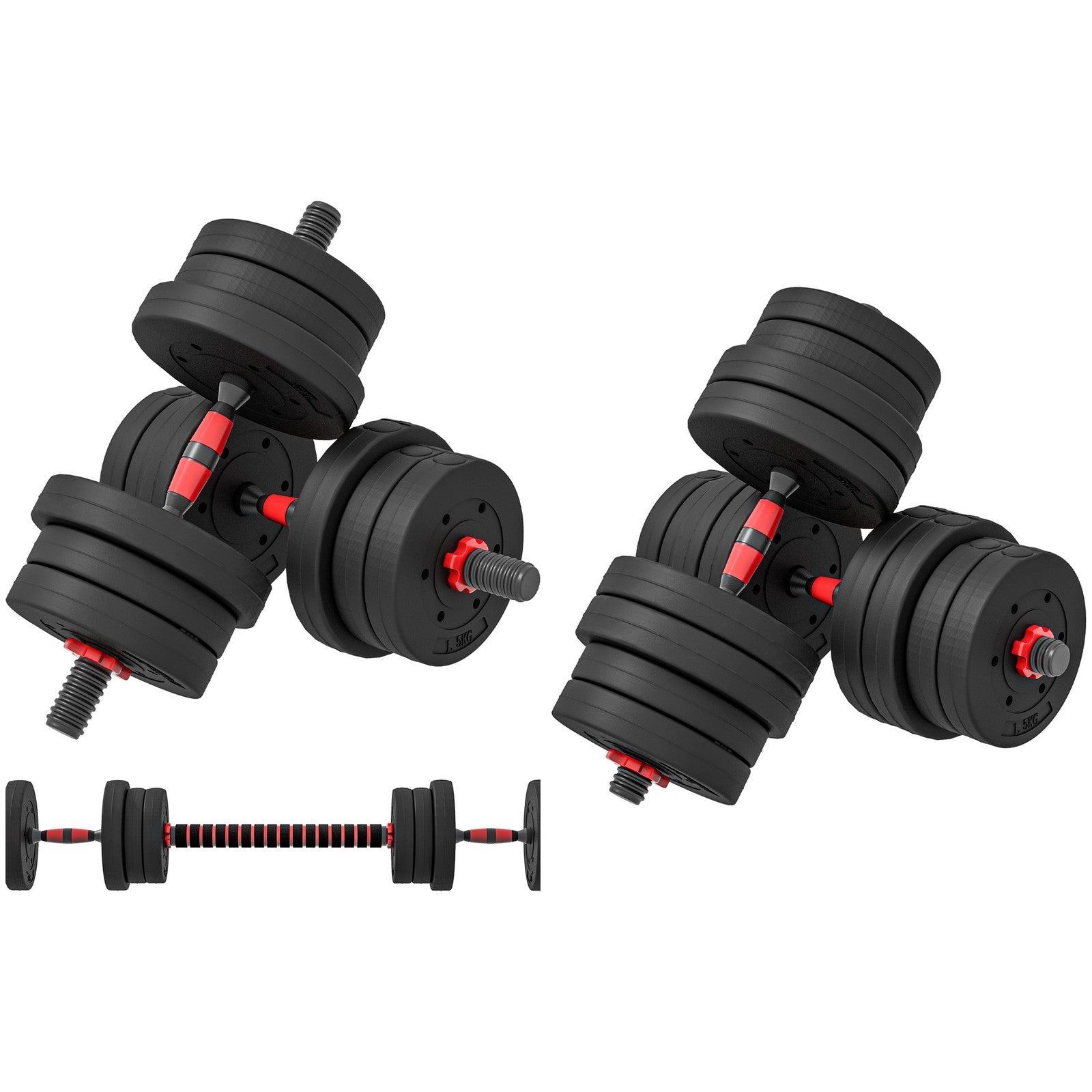 2 in 1 Hanteln Set Verstellbare Kurzhantel & Langhantel Fitness