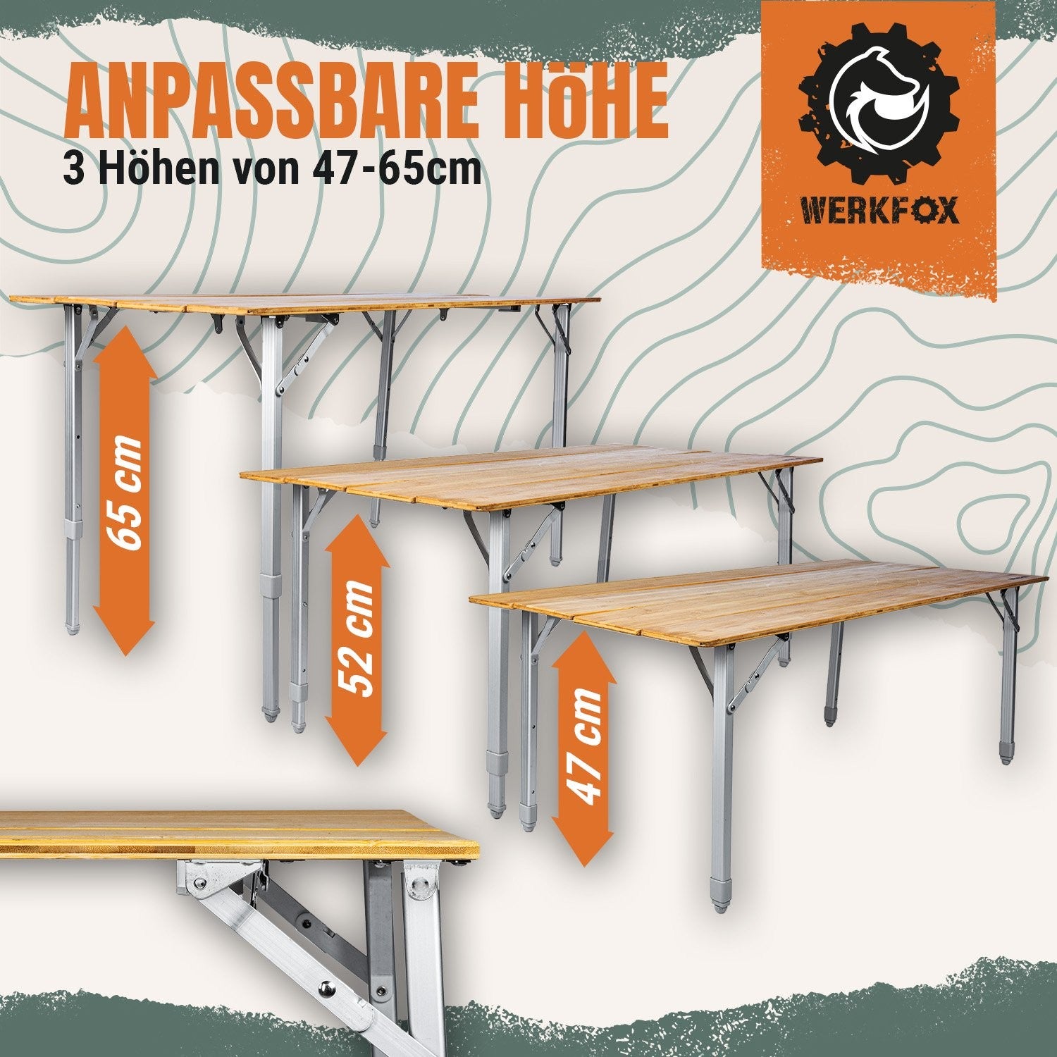 Klappbarer Bambus Campingtisch Klapptisch Markttisch Gartentisch Outdoor M - XXL