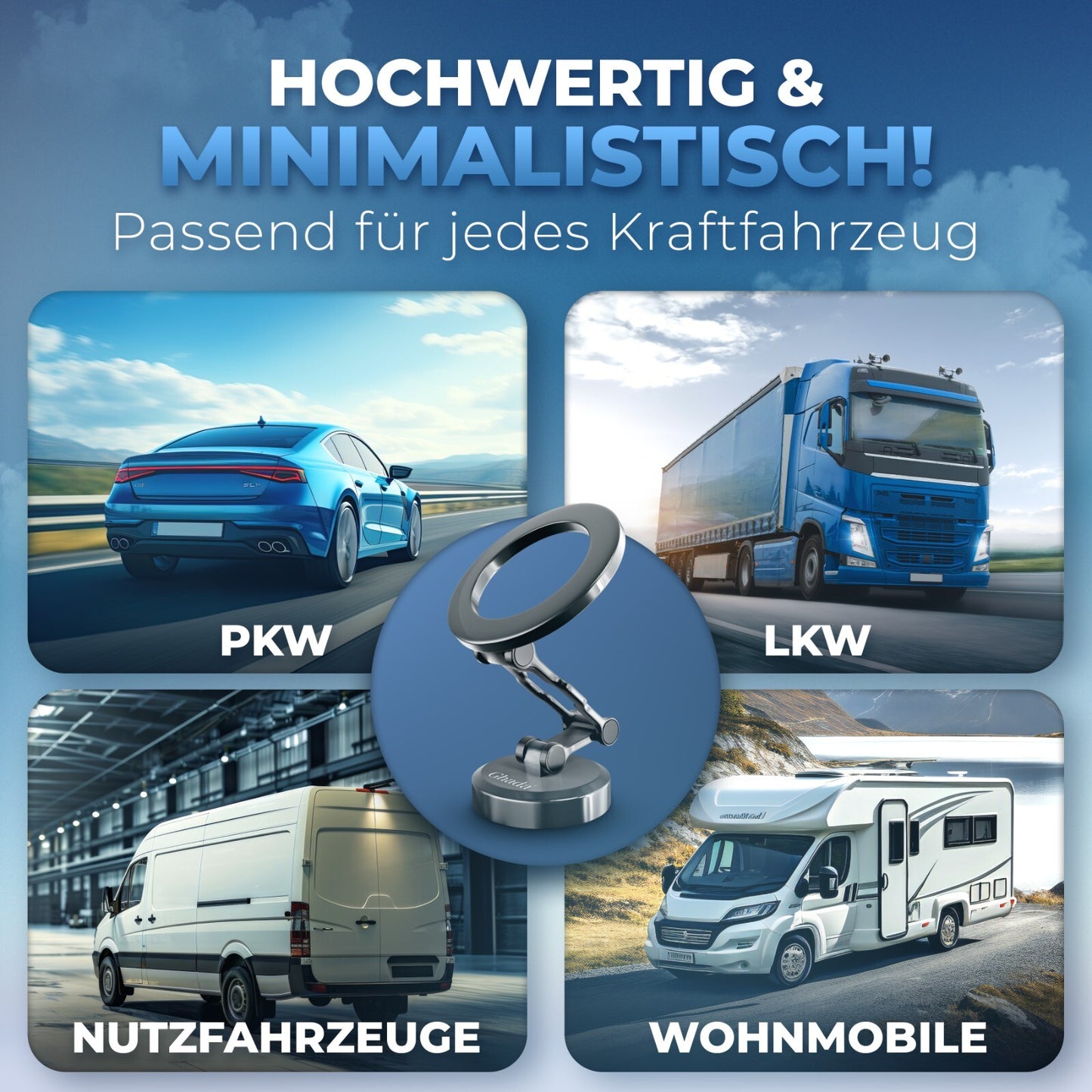 Auto Handyhalterung Magnet 360° Amaturenbrett Universal Smartphone Handy Halter