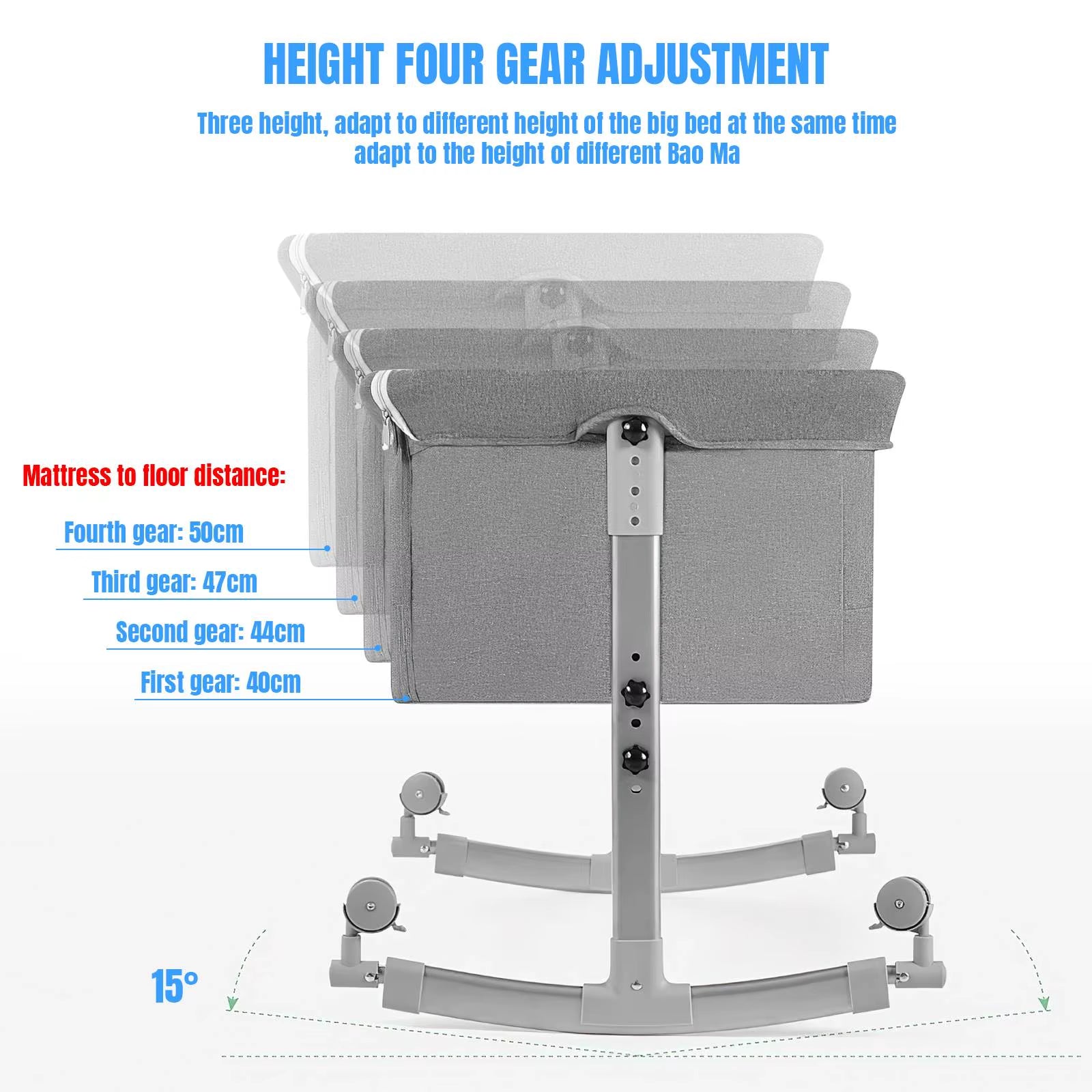 Baby Crib 3 in 1 Baby Bed Bedside Crib Baby Playpen 0-3 Years Child Multi-Function Folding and Lifting with Mosquito Net & Wheel