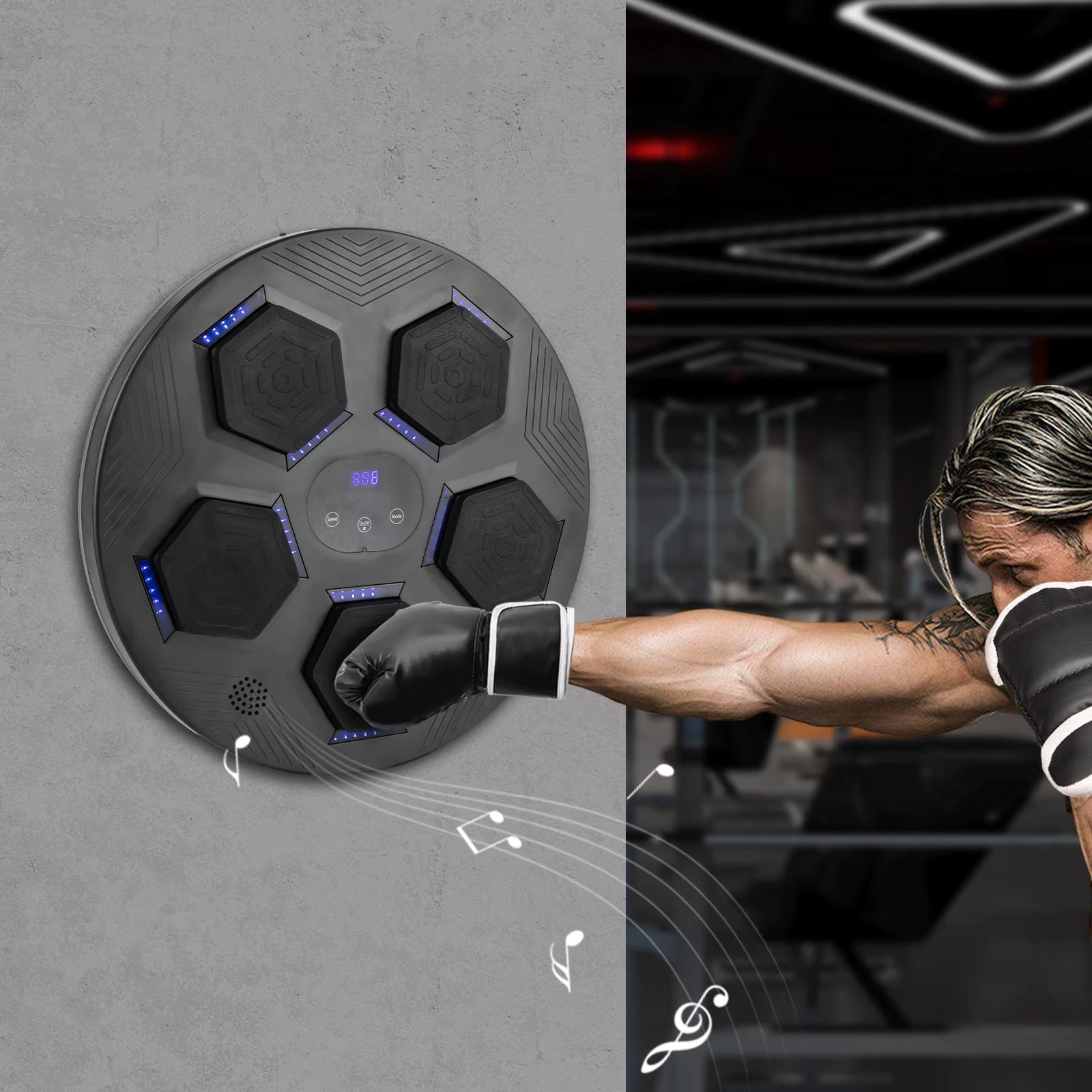 200Kg Load Capacity Music Boxing Target ABS/PU Material 40 * 6.5Cm Size 2.35Kg Weight 1800Mah Battery Bluetooth Punching Bag