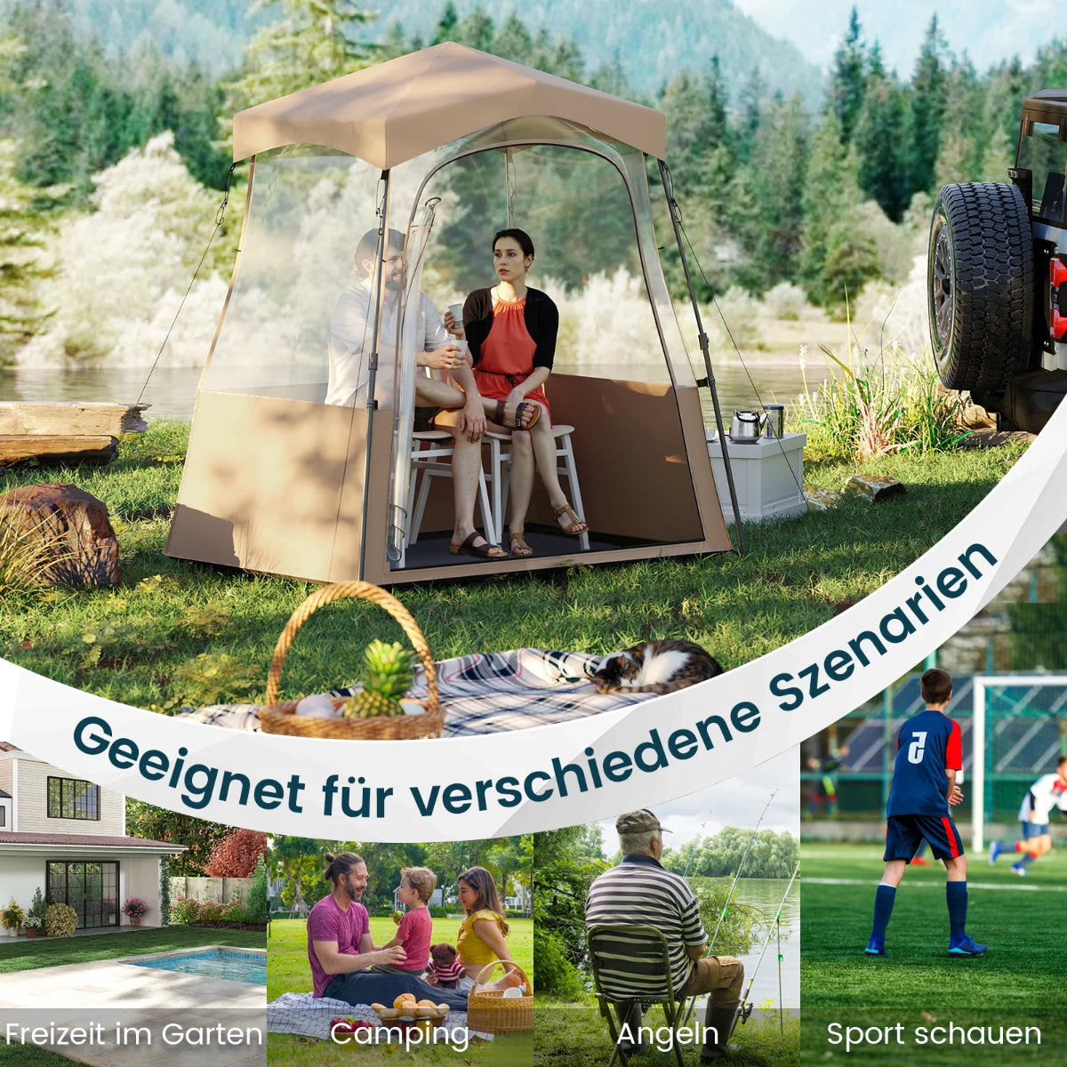 Sportzelt Transparentes Zelt Mit Klarer Sicht & Robustes Gestell & Tragetasche 183 X 135 X 175 Cm