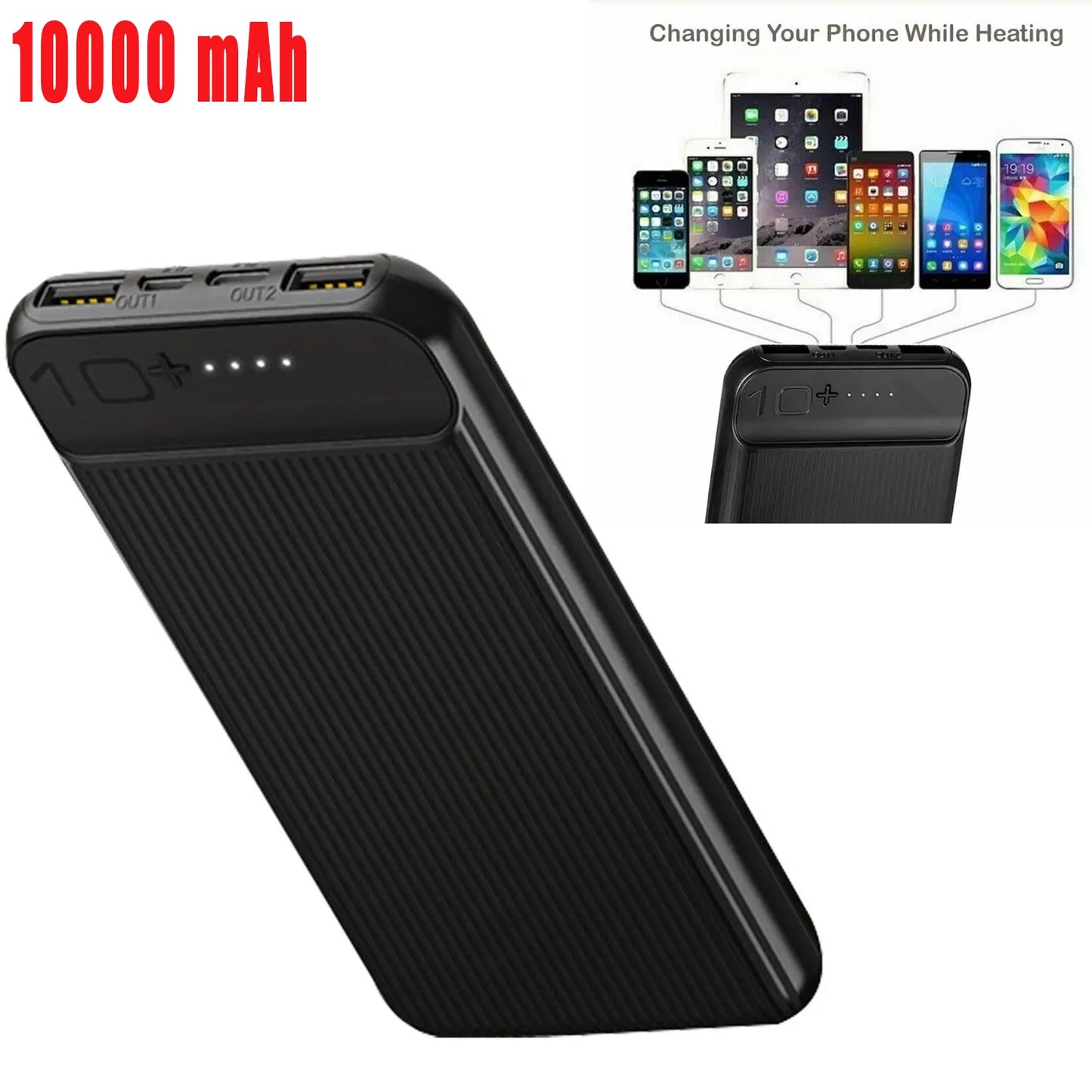 10000Mah Powerbank Externer Batterie Ladegerät Zusatzakku 2USB Für Alle Handy DE