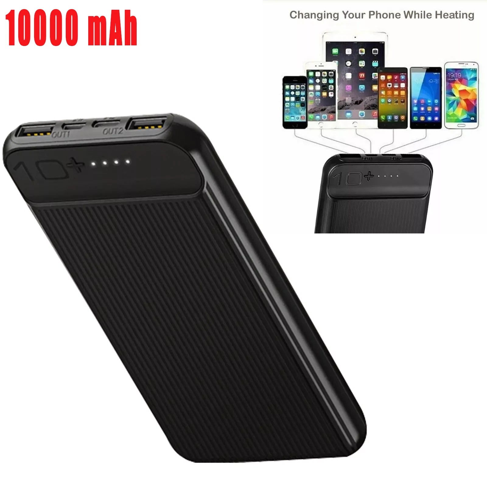 10000Mah Powerbank Externer Batterie Ladegerät Zusatzakku 2USB Für Alle Handy DE