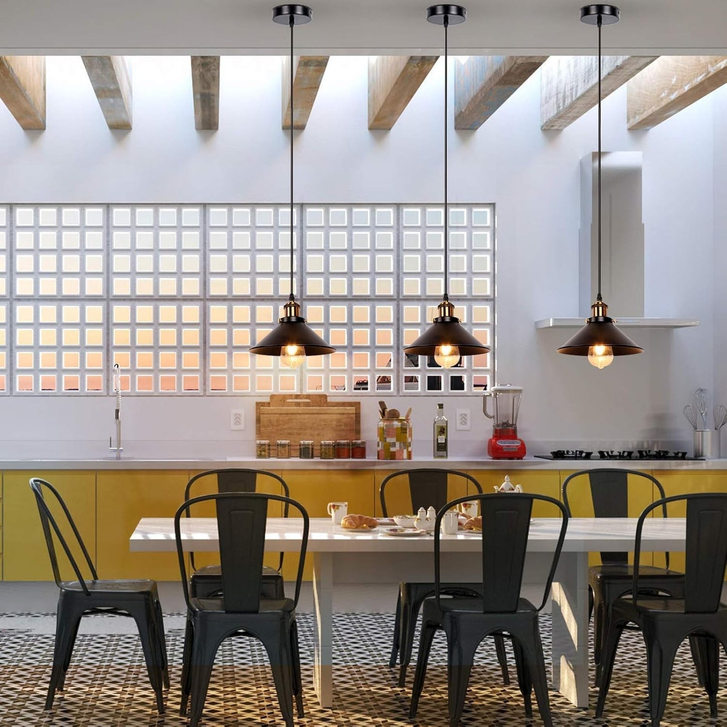 Vintage Retro Schwarz Pendelleuchte Schatten Loft Eisen Regenschirm Küchenbar...