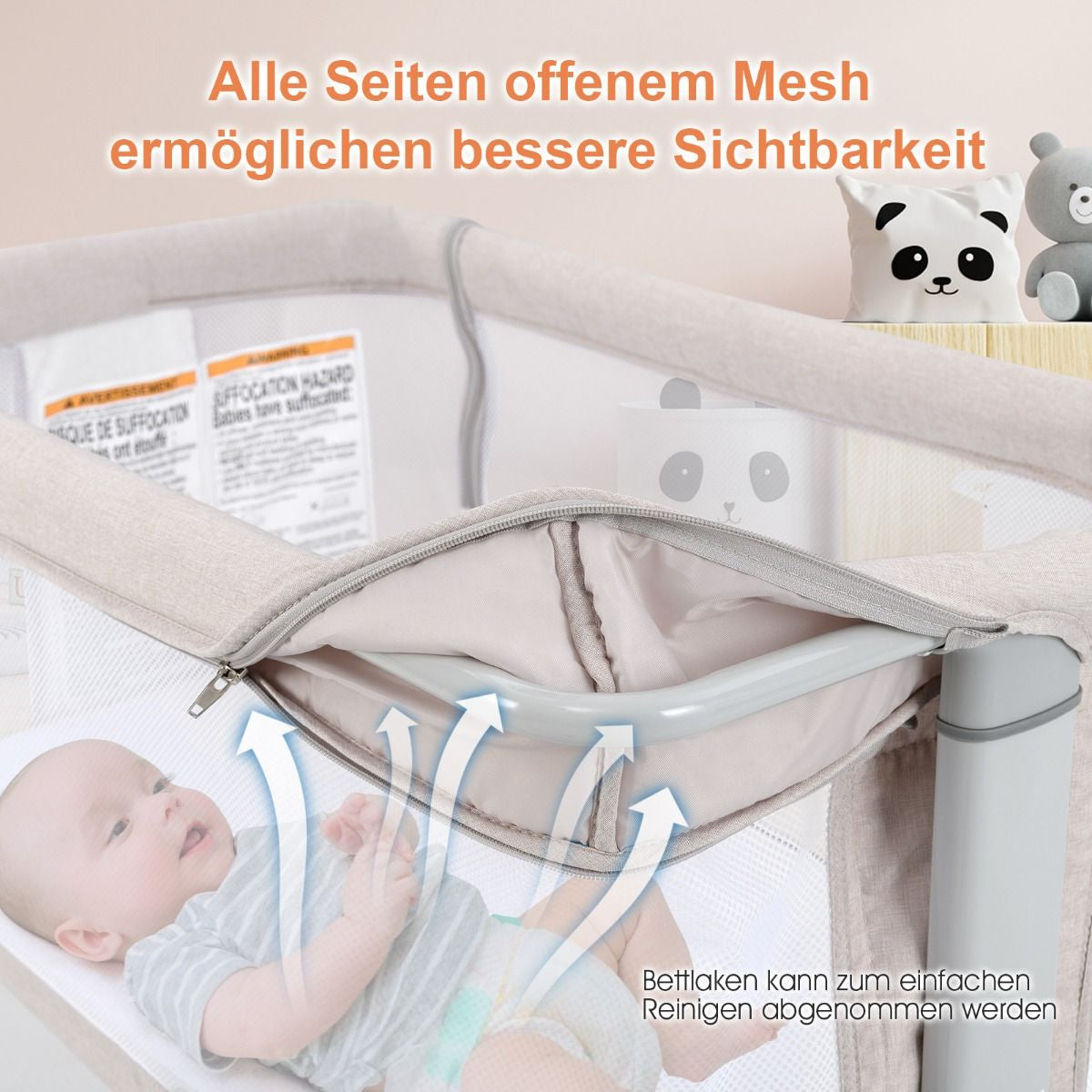 3 in 1 Babybett & Babywiege & Kinderbett Mit Matratze Beistellbett Mit Tragetasche Stubenwagen