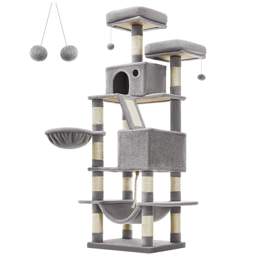 Scratching Post Cat Tree 168Cm Multi-Storey Large Cat Tipping Protection