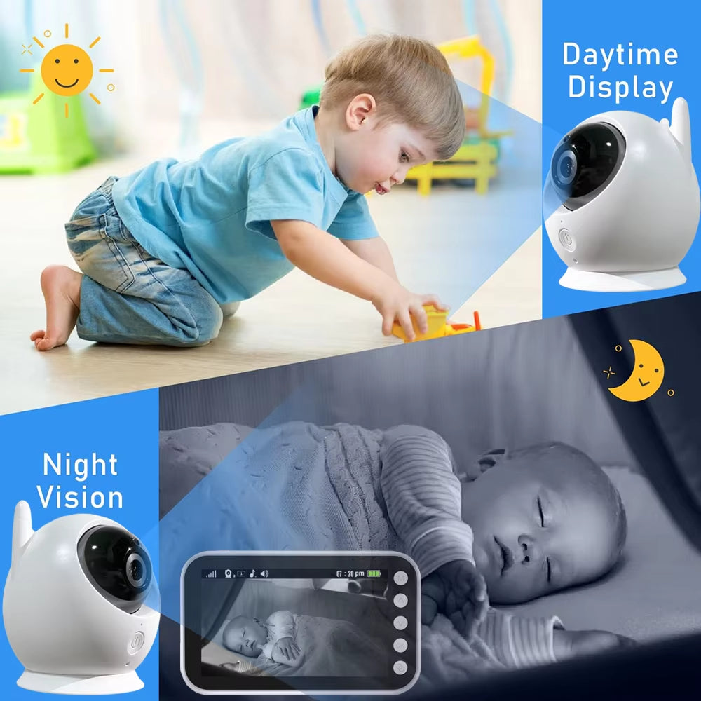 Baby Monitor with Long Battery Life 4.3 Inch Screen Video Baby Monitor with Camera and Audio 1000Ft Long Rang Auto Night Vision
