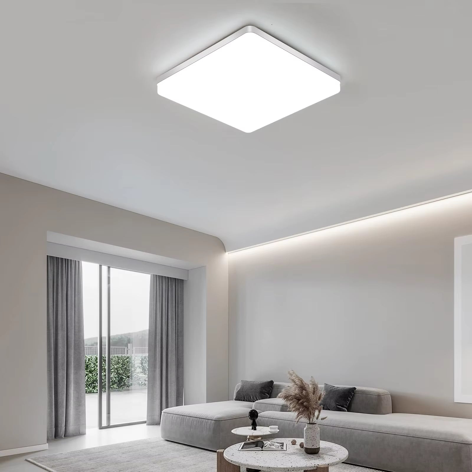 48W Square LED Ceiling Light, 5400LM LED Ceiling Lamp,Ip44 6500K LED Ceiling Light, Ceiling Light Fixture Applicable to Bathroom