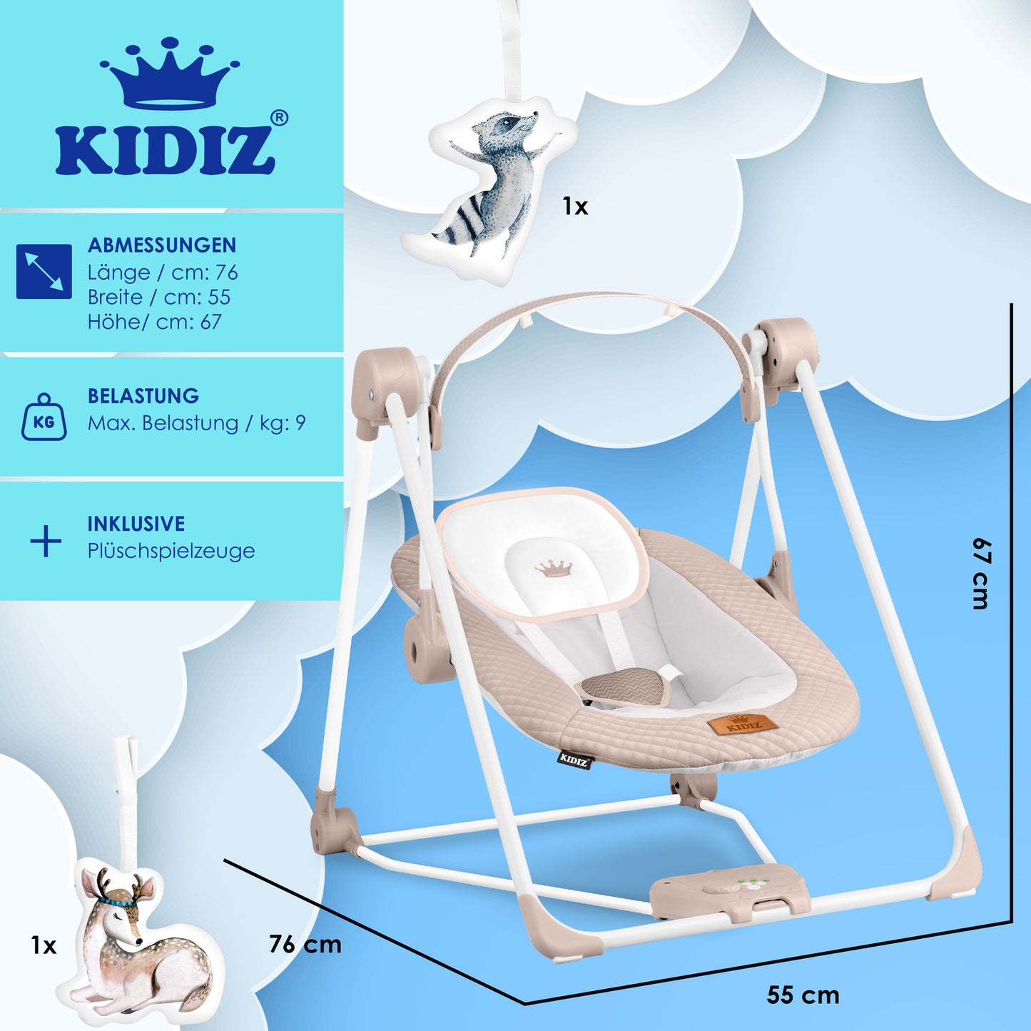 KIDIZ® Babywippe Schaukelwippe Babyschaukel Spielbogen Babywiege Liege Wippe