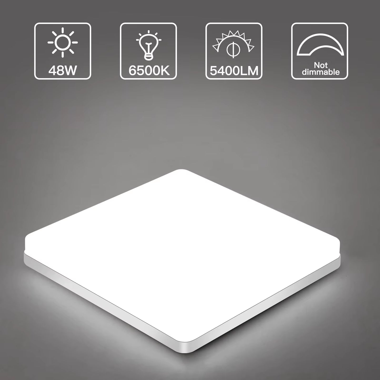 48W Square LED Ceiling Light, 5400LM LED Ceiling Lamp,Ip44 6500K LED Ceiling Light, Ceiling Light Fixture Applicable to Bathroom