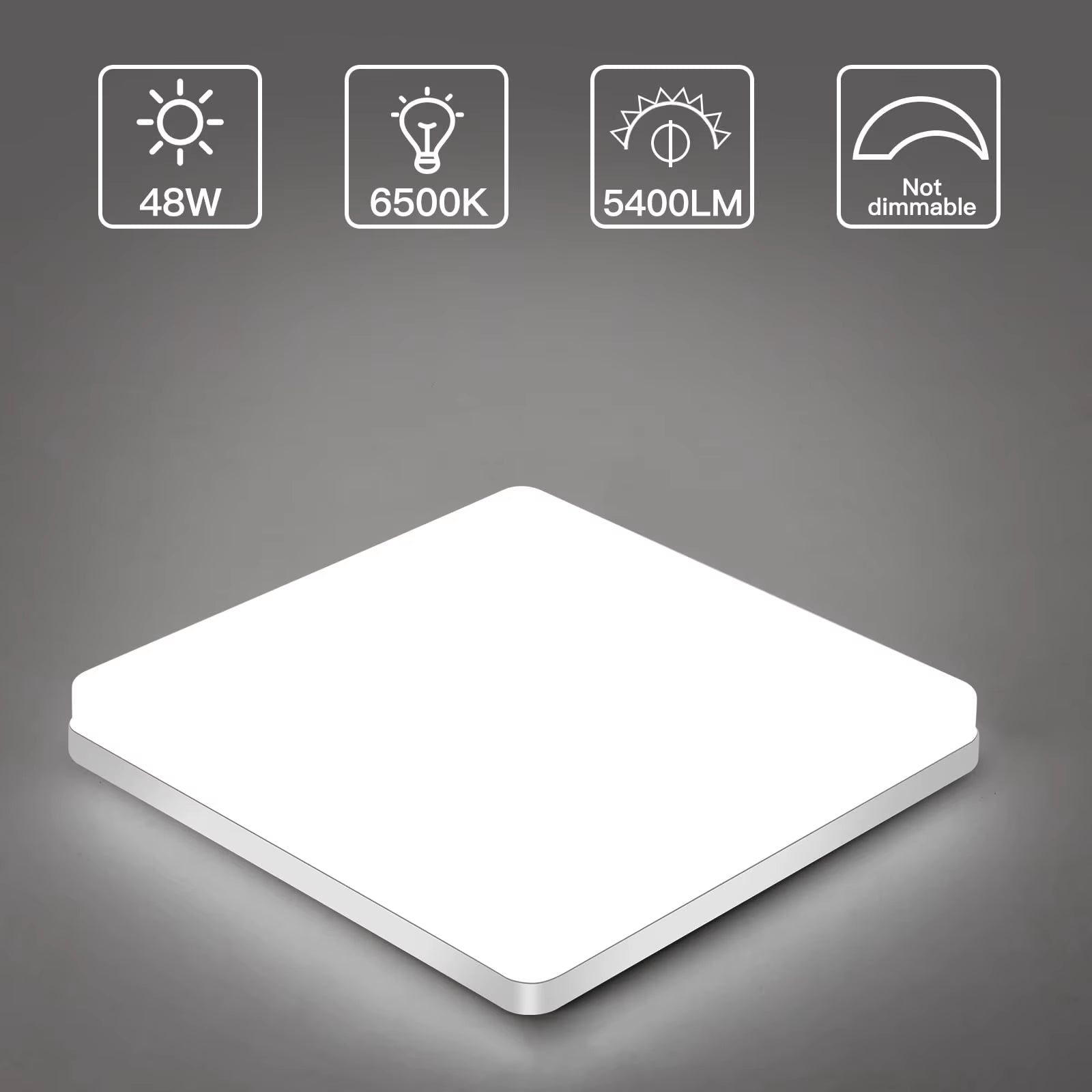 48W Square LED Ceiling Light, 5400LM LED Ceiling Lamp,Ip44 6500K LED Ceiling Light, Ceiling Light Fixture Applicable to Bathroom