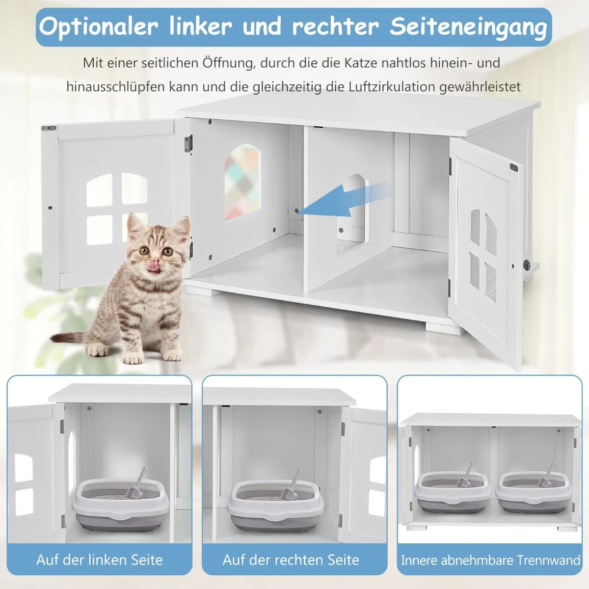 Katzentoilettengehäuse Katzenhaus Mit Doppeltüren Und Fenstern Dekorative Katzentoilette