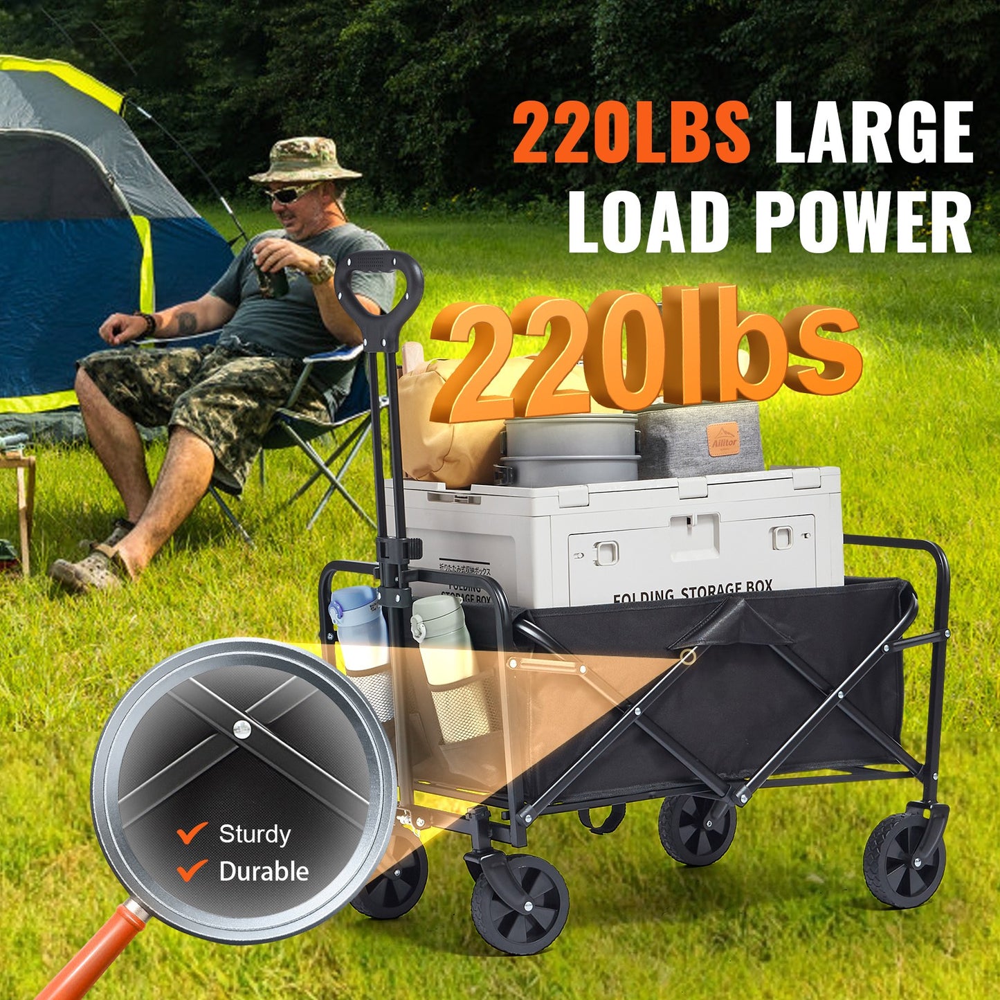 Bollerwagen Kinderwagen Strandwagen Gerätewagen Handwagen 755X495X885Mm