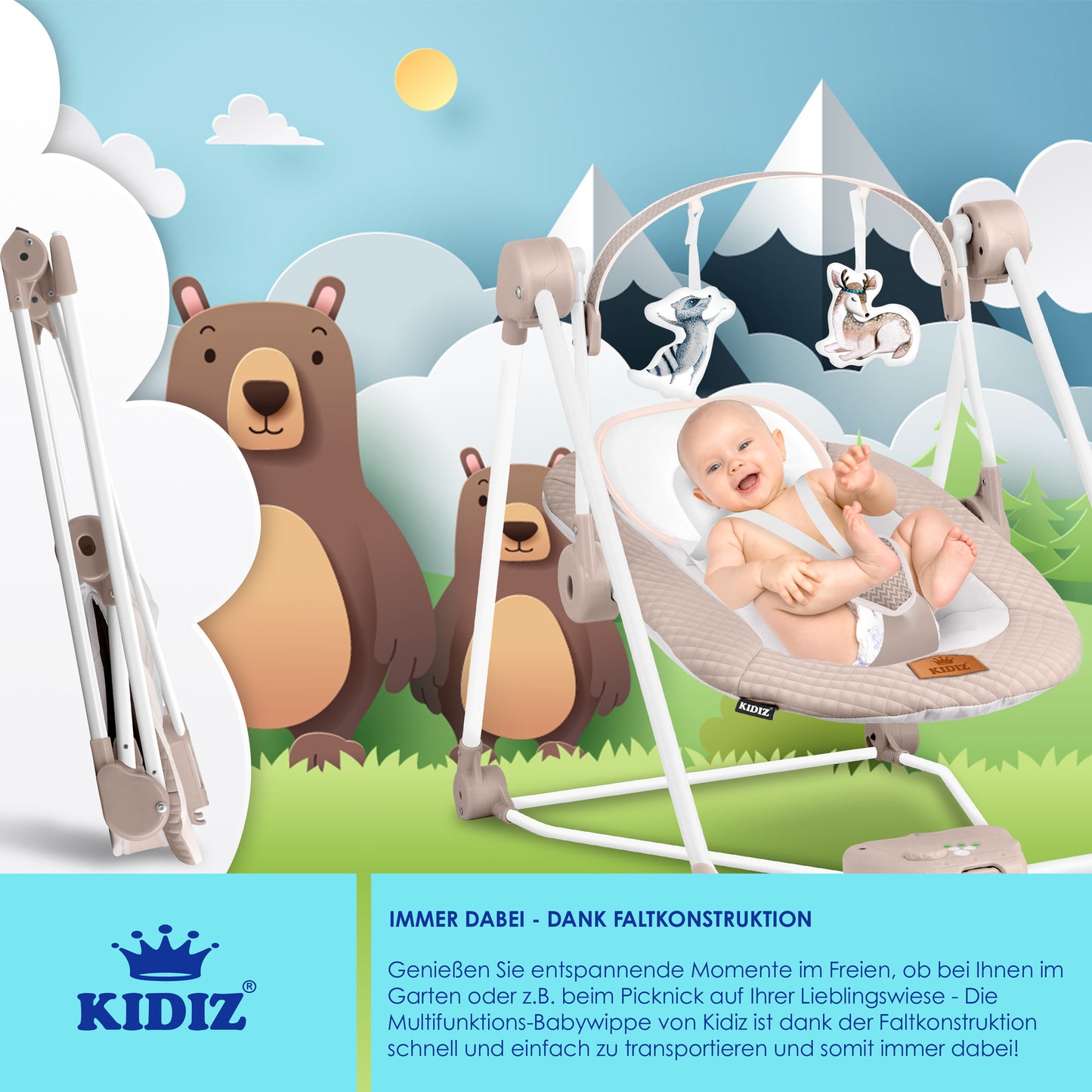 KIDIZ® Babywippe Schaukelwippe Babyschaukel Spielbogen Babywiege Liege Wippe