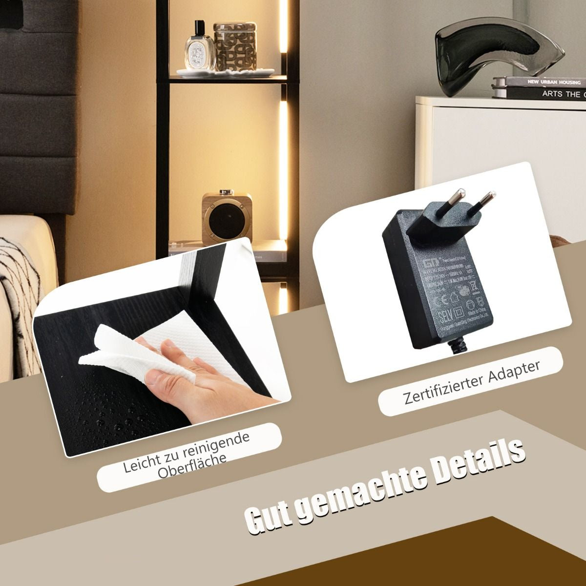 Stehlampe Modernes Beleuchtetes Ablageregal 29 X 29 X 163 Cm Schwarz