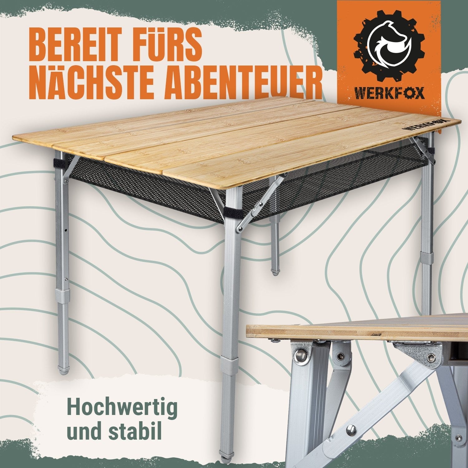 Klappbarer Bambus Campingtisch Klapptisch Markttisch Gartentisch Outdoor M - XXL