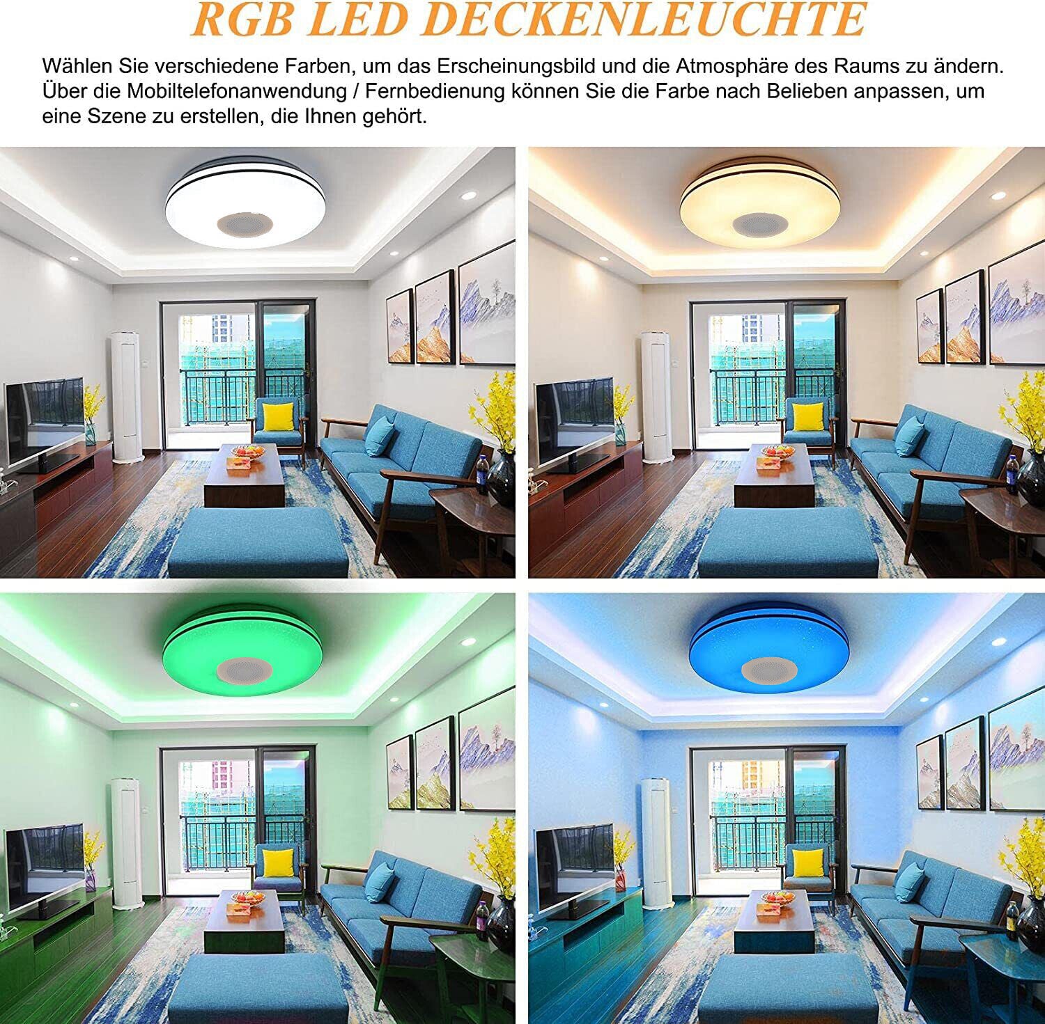 48W Mit Fernbedienung LED Deckenleuchte Dimmbar Deckenlampe Wohnzimmer Badlampe