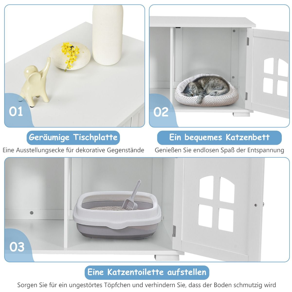 Katzentoilettengehäuse Katzenhaus Mit Doppeltüren Und Fenstern Dekorative Katzentoilette