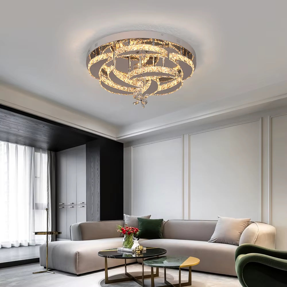 Luxury K9 Crystal Chandelier Modern Ceiling Lamp Led Living Dining Room Decor Pendant Light Dimmable Lustre Home