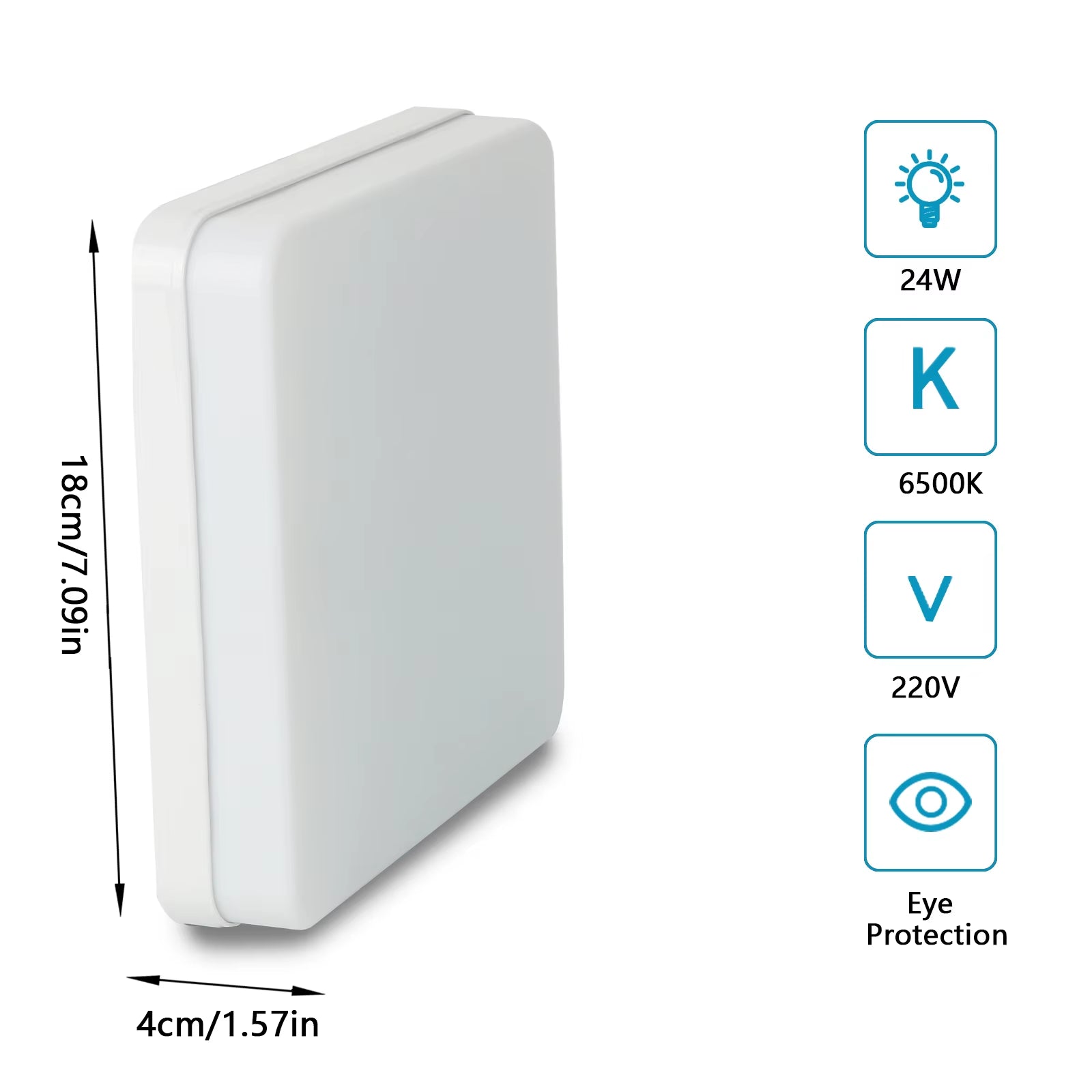 48W Square LED Ceiling Light, 5400LM LED Ceiling Lamp,Ip44 6500K LED Ceiling Light, Ceiling Light Fixture Applicable to Bathroom