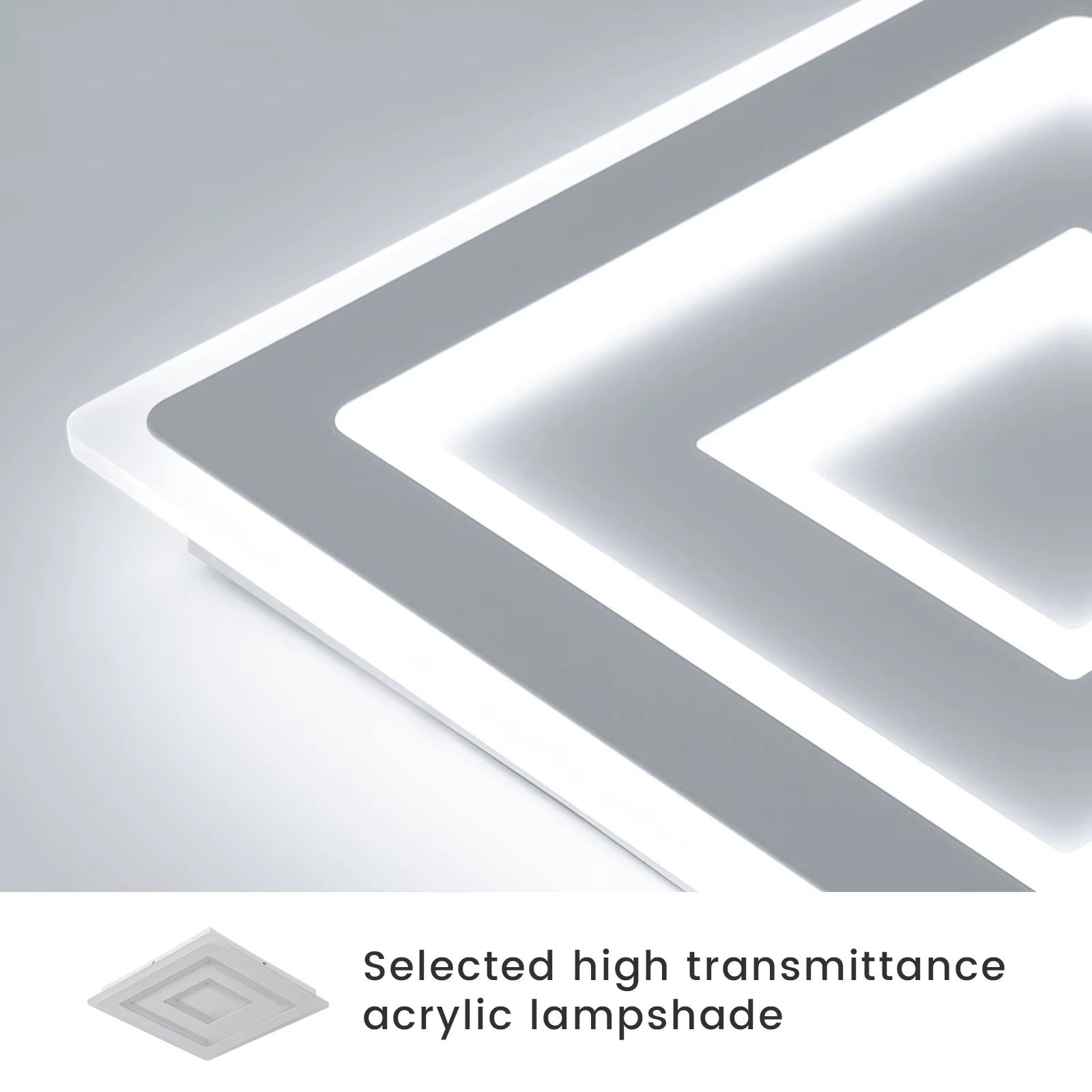 Modern Square LED Ceiling Light, 52W 5850LM Acrylic LED Ceiling Lamp, White LED Ceiling Light for Bedroom, Living Room 6500K