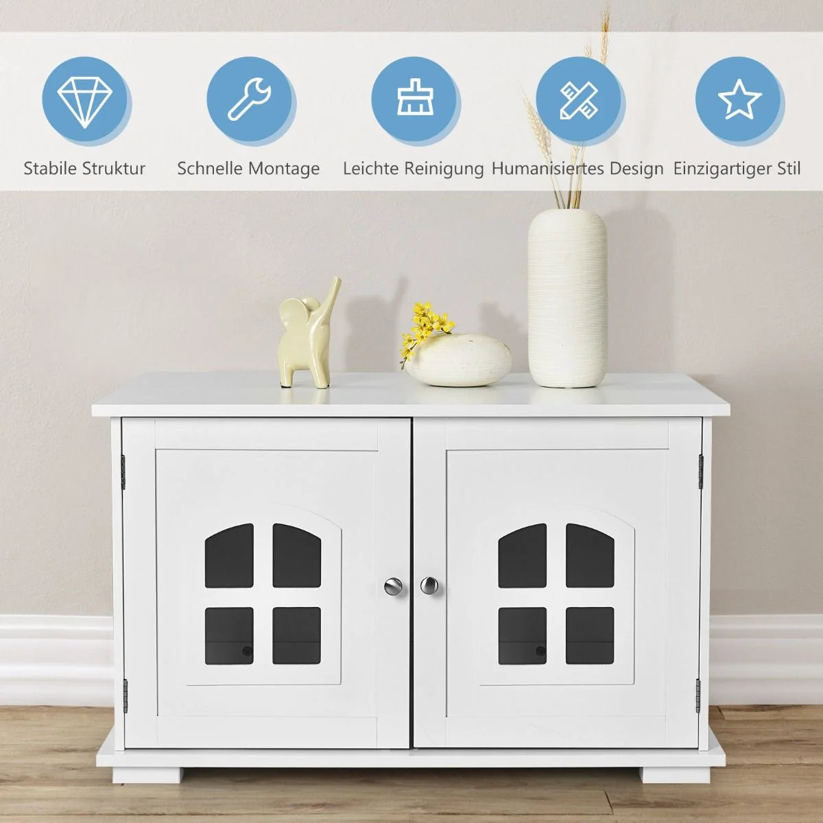 Katzentoilettengehäuse Katzenhaus Mit Doppeltüren Und Fenstern Dekorative Katzentoilette