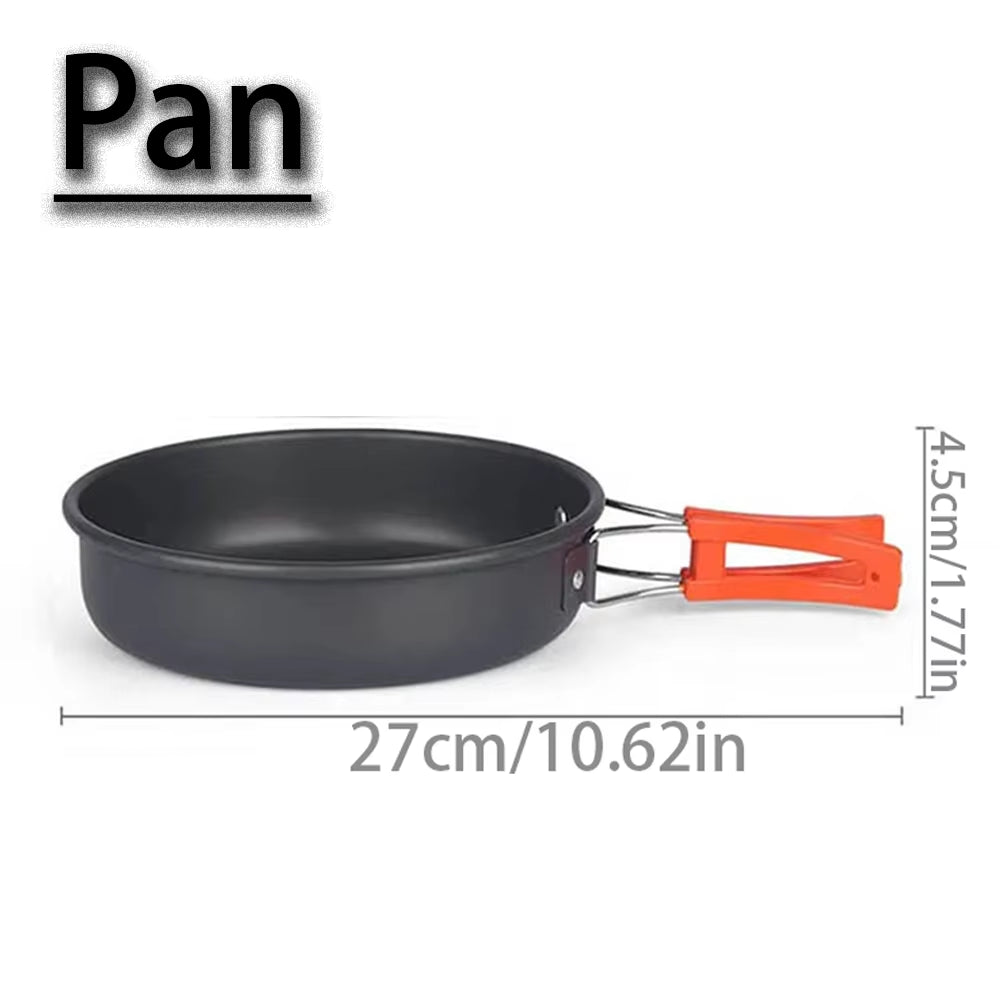 1PCS/1SET Camping Cookware Kit Outdoor Cooking Set Aluminum Pot Equipment Travel Tableware Kitchen for Hiking Picnic BBQ