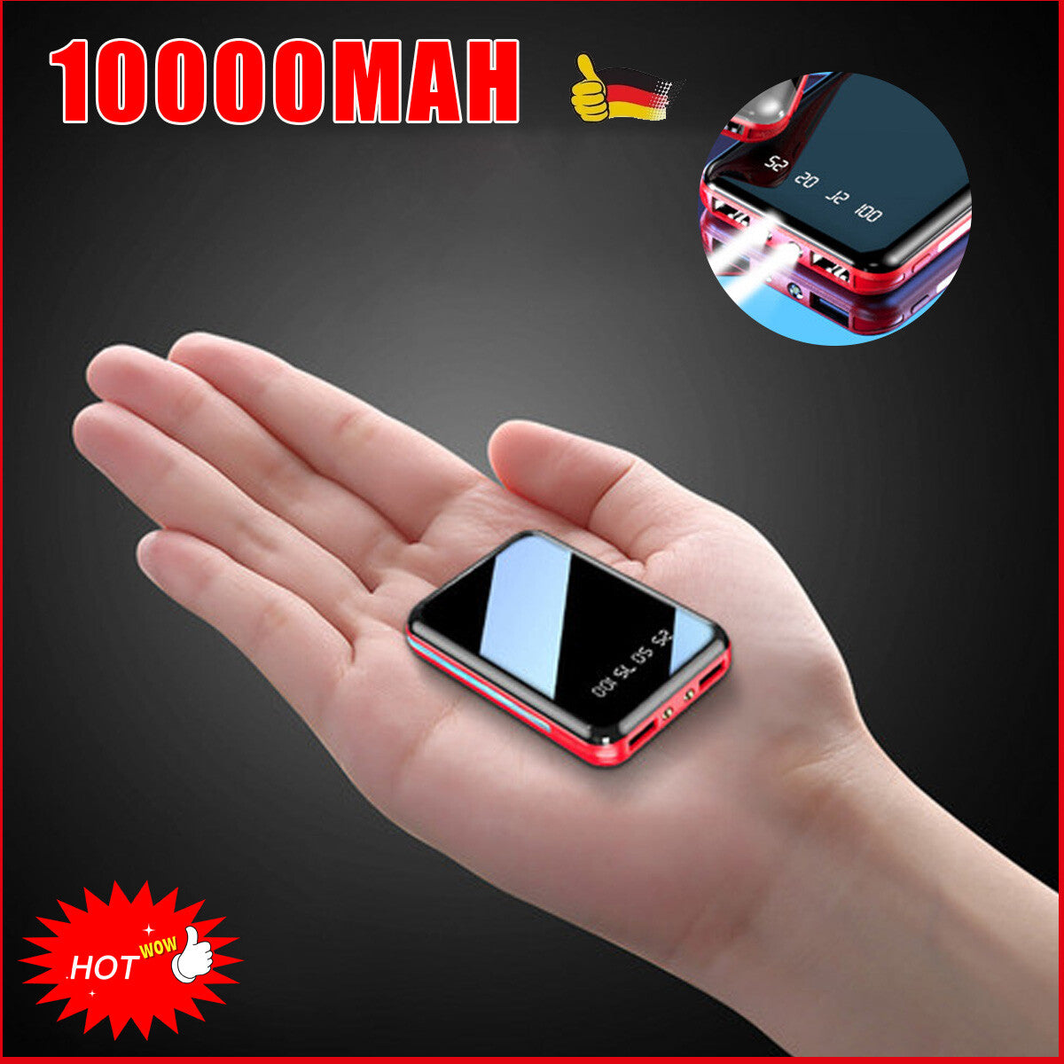 10000Mah Powerbank Externer Batterie Ladegerät Zusatzakku 2USB Für Alle Handy DE