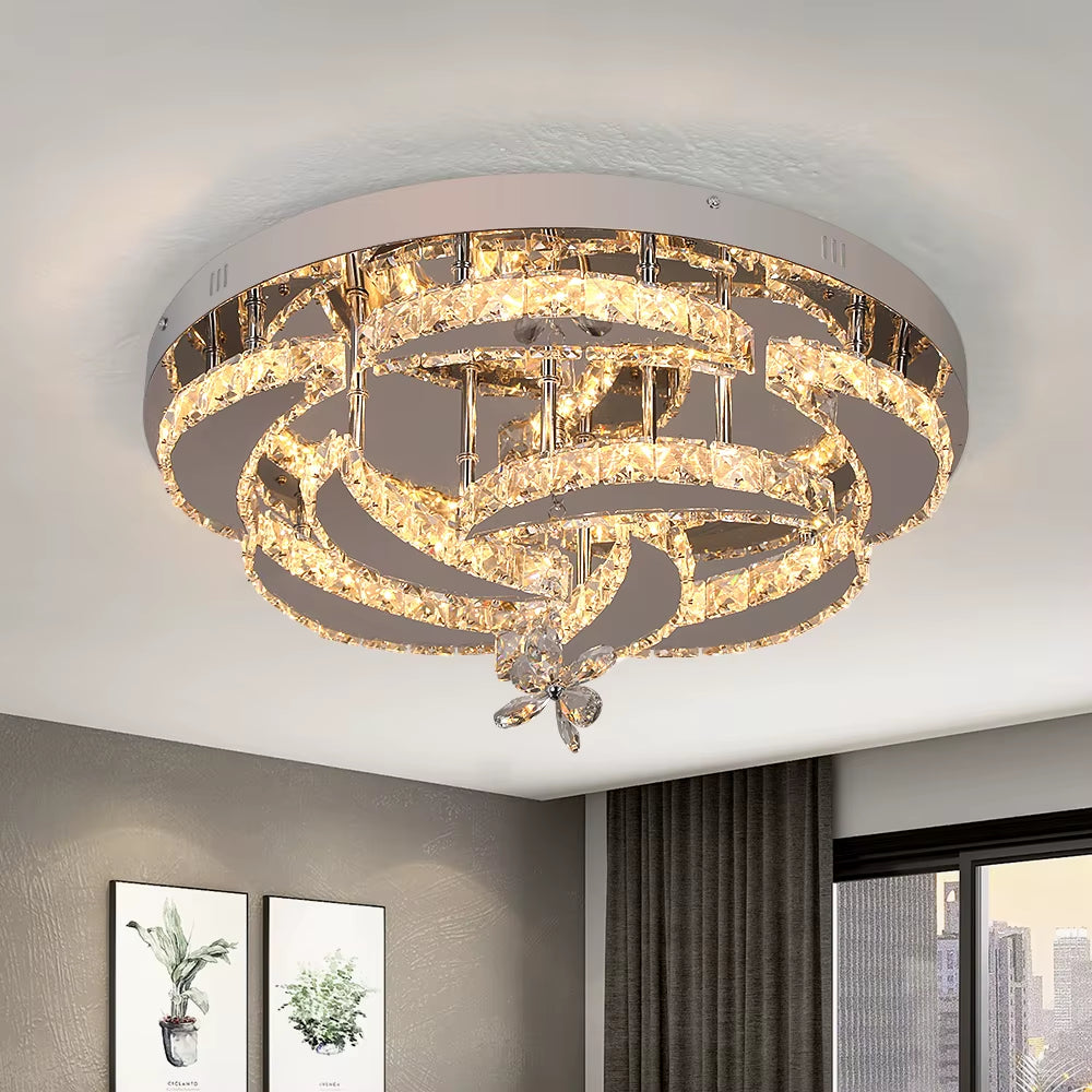 Luxury K9 Crystal Chandelier Modern Ceiling Lamp Led Living Dining Room Decor Pendant Light Dimmable Lustre Home