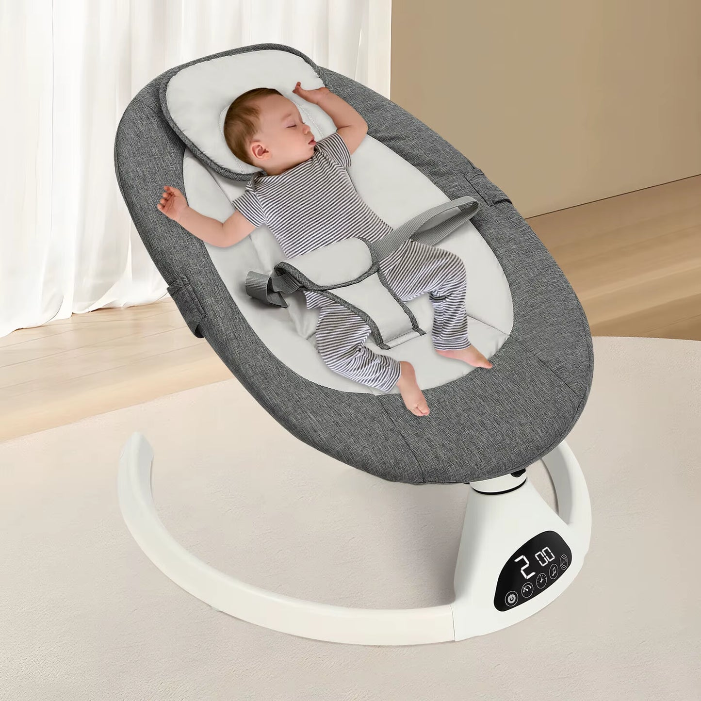 Electric Baby Bouncer Swing Bluetooth Music Cradle Rocker Chair Toddler