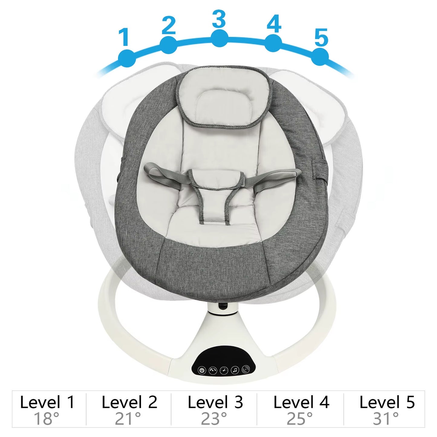 Electric Baby Bouncer Swing Bluetooth Music Cradle Rocker Chair Toddler