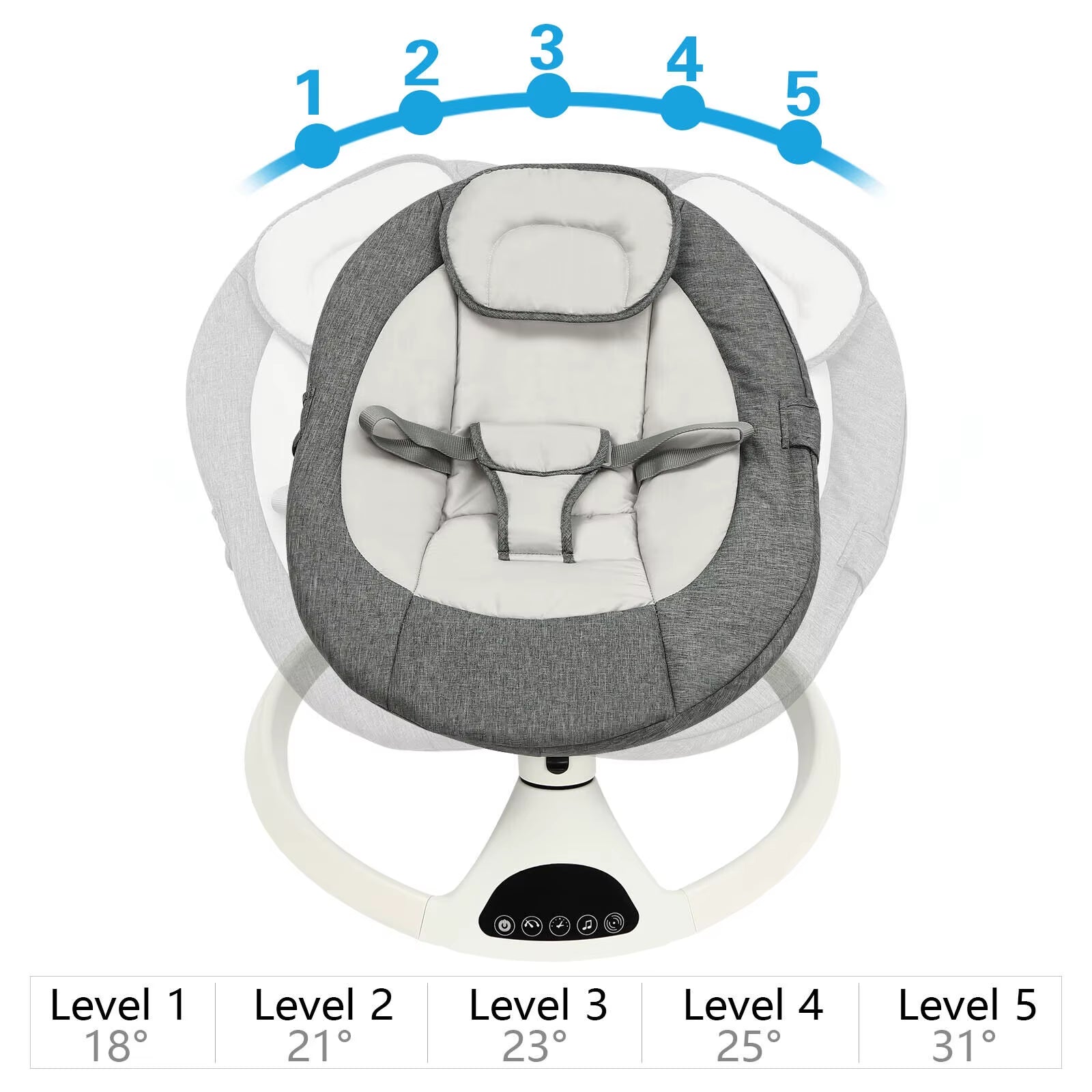 Electric Baby Bouncer Swing Bluetooth Music Cradle Rocker Chair Toddler